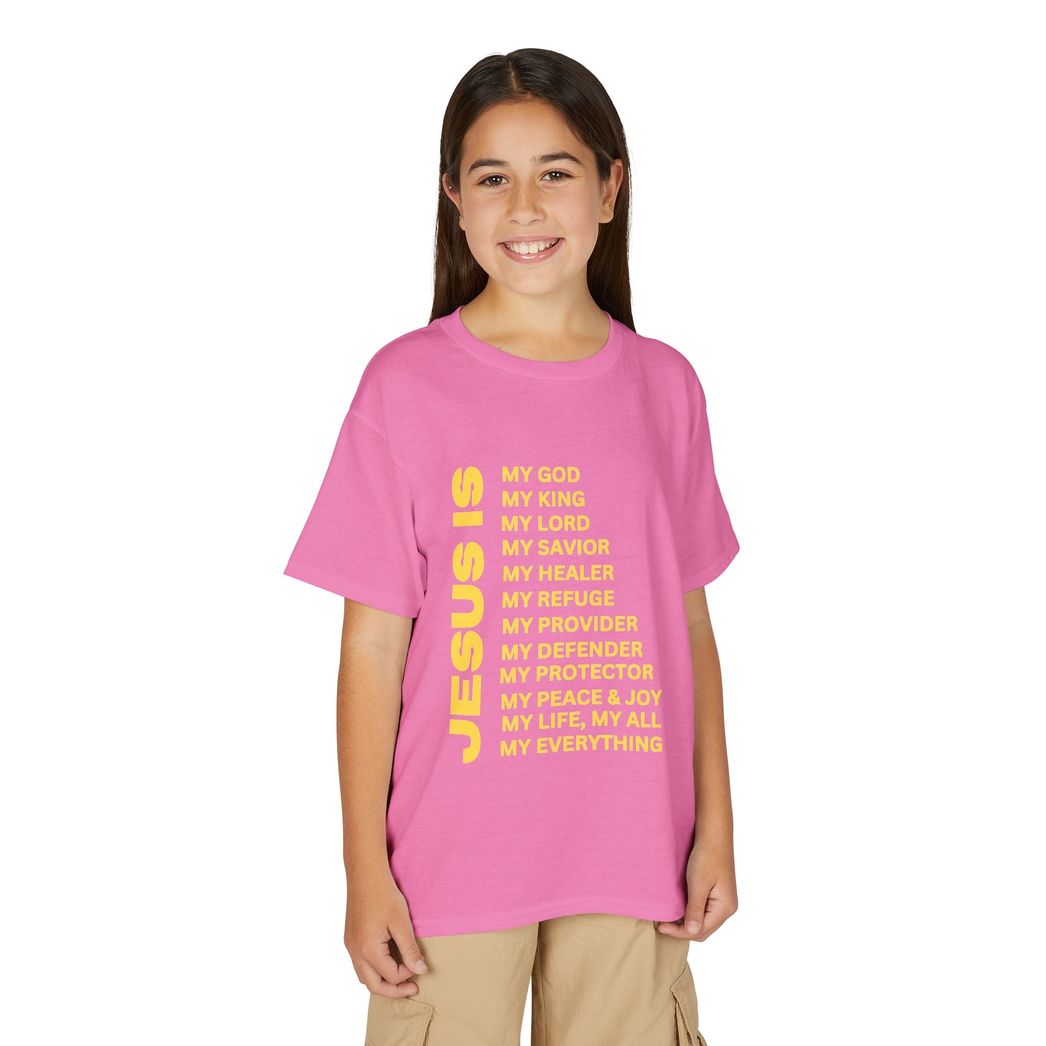 Christian JESUS IS Youth Short Sleeve - Yellow