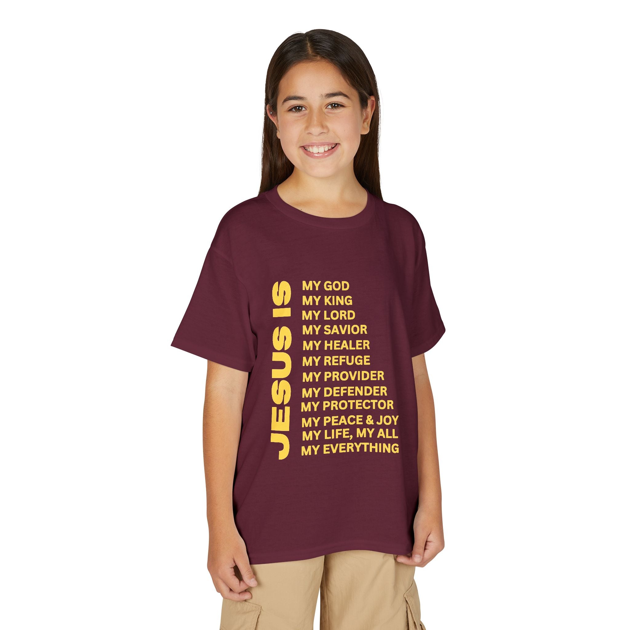 Christian JESUS IS Youth Short Sleeve - Yellow
