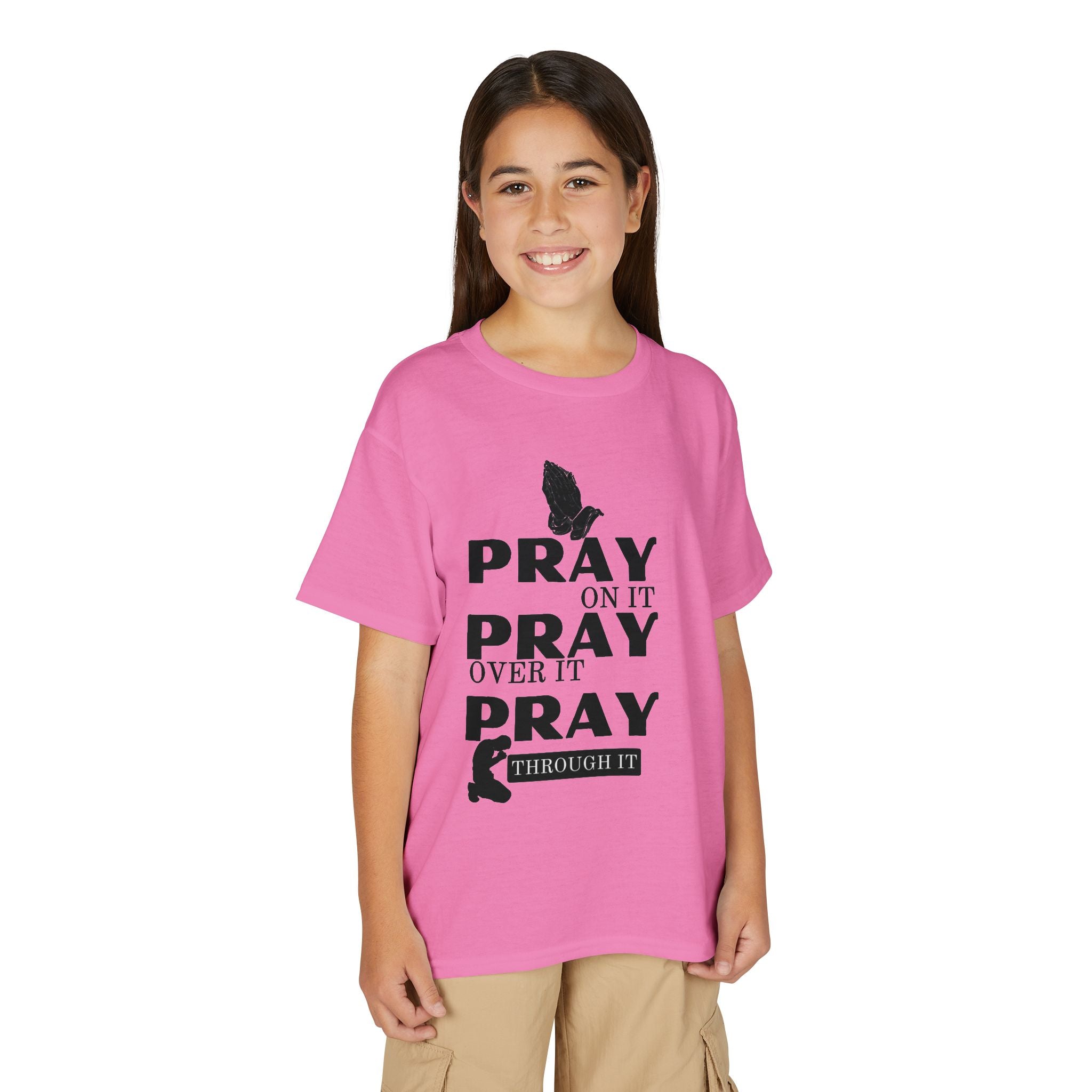 Pray On It, Pray Over It, Pray Through It Youth T-shirt