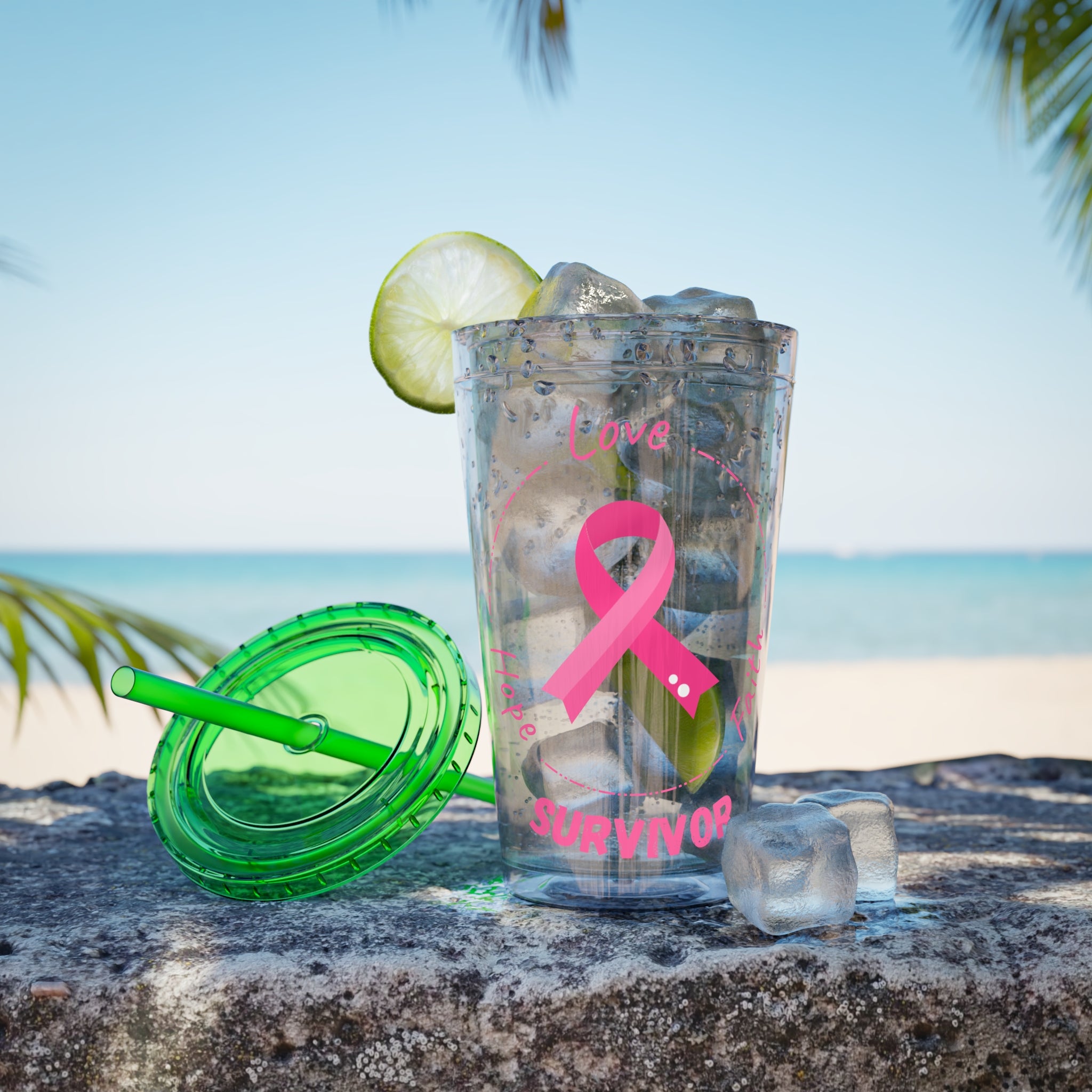 Breast Cancer Survivor 16oz Tumbler with Straw