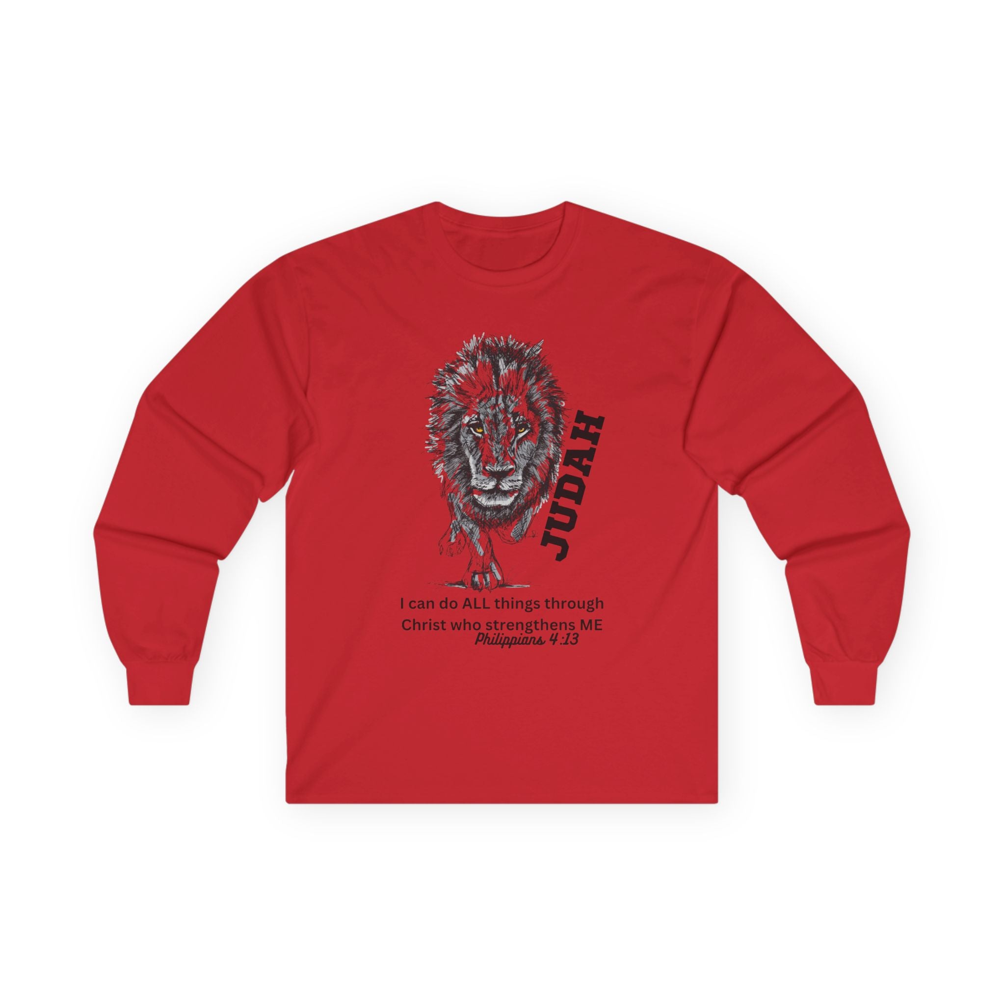 Lion of Judah Long Sleeve Tee - "I Can Do All Things' Philippians 4:13