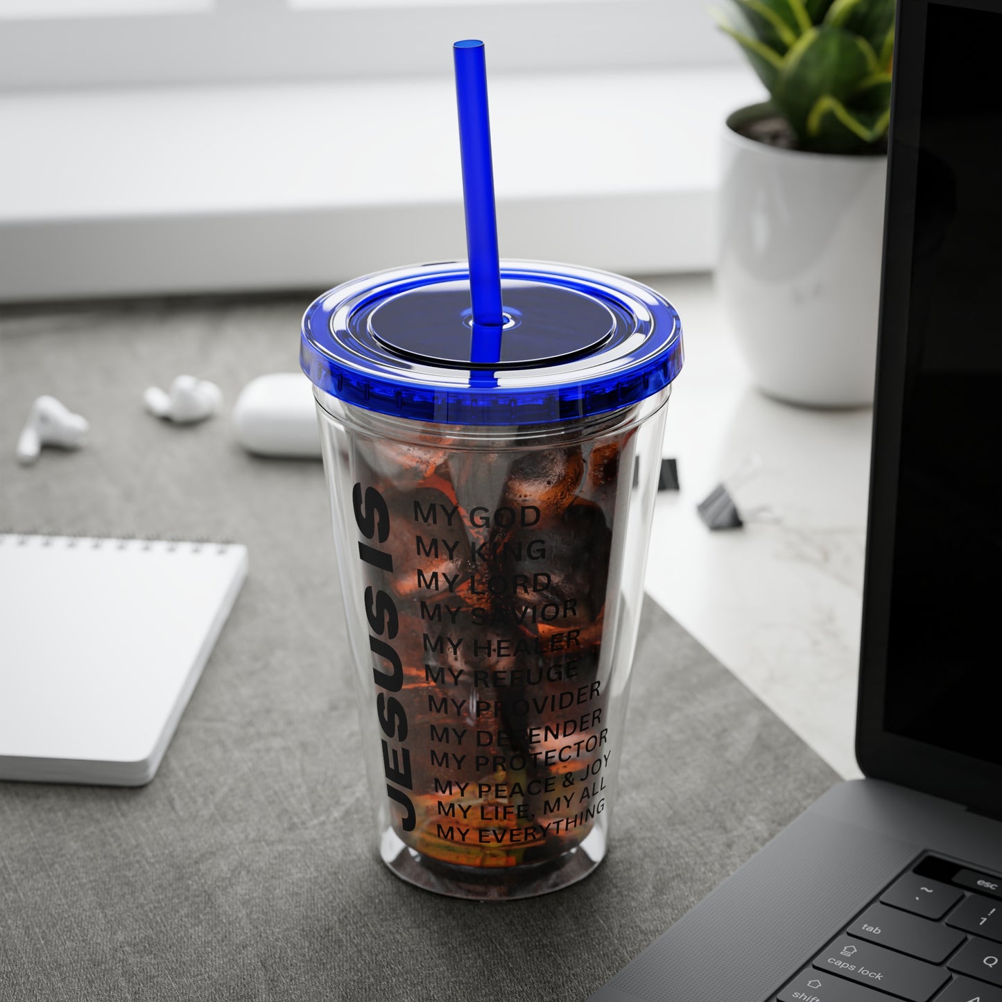 Christian JESUS IS 16oz Tumbler with Straw