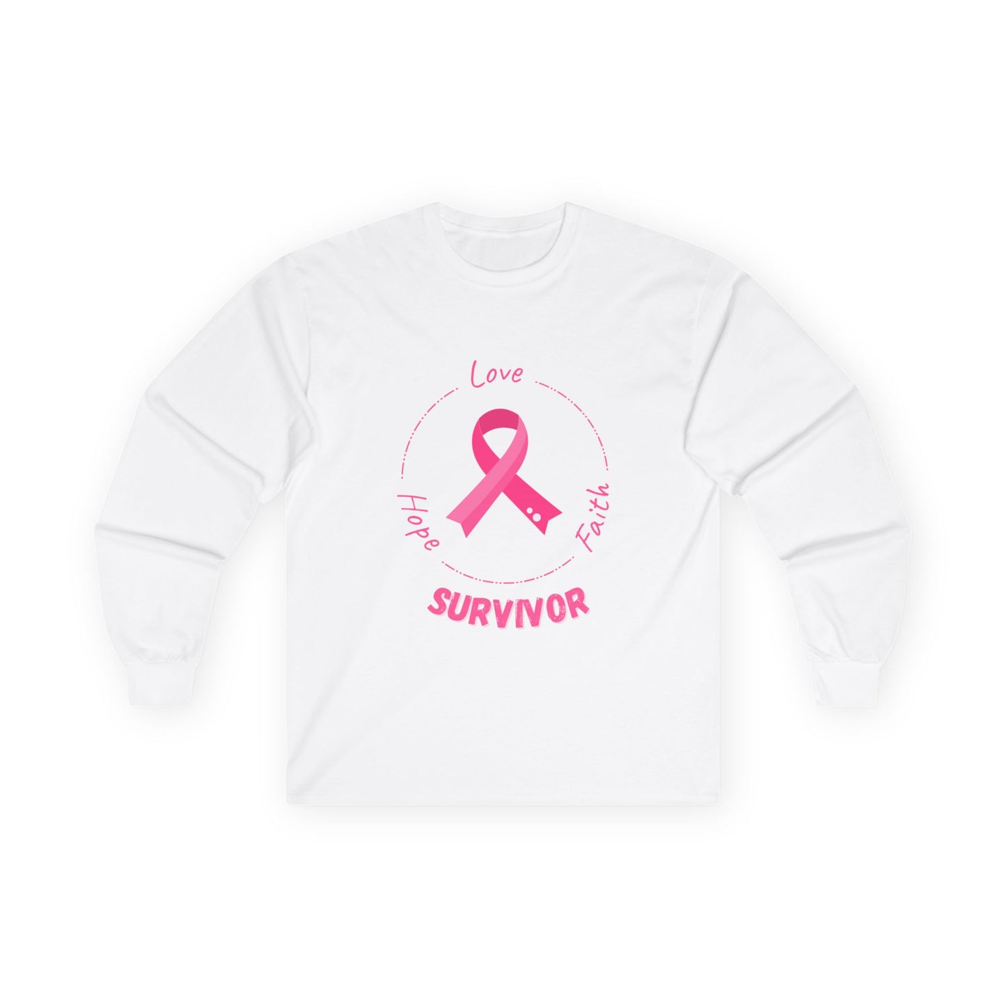 Breast Cancer Survivor Long Sleeve Tee — Pink Ribbon “Survivor”