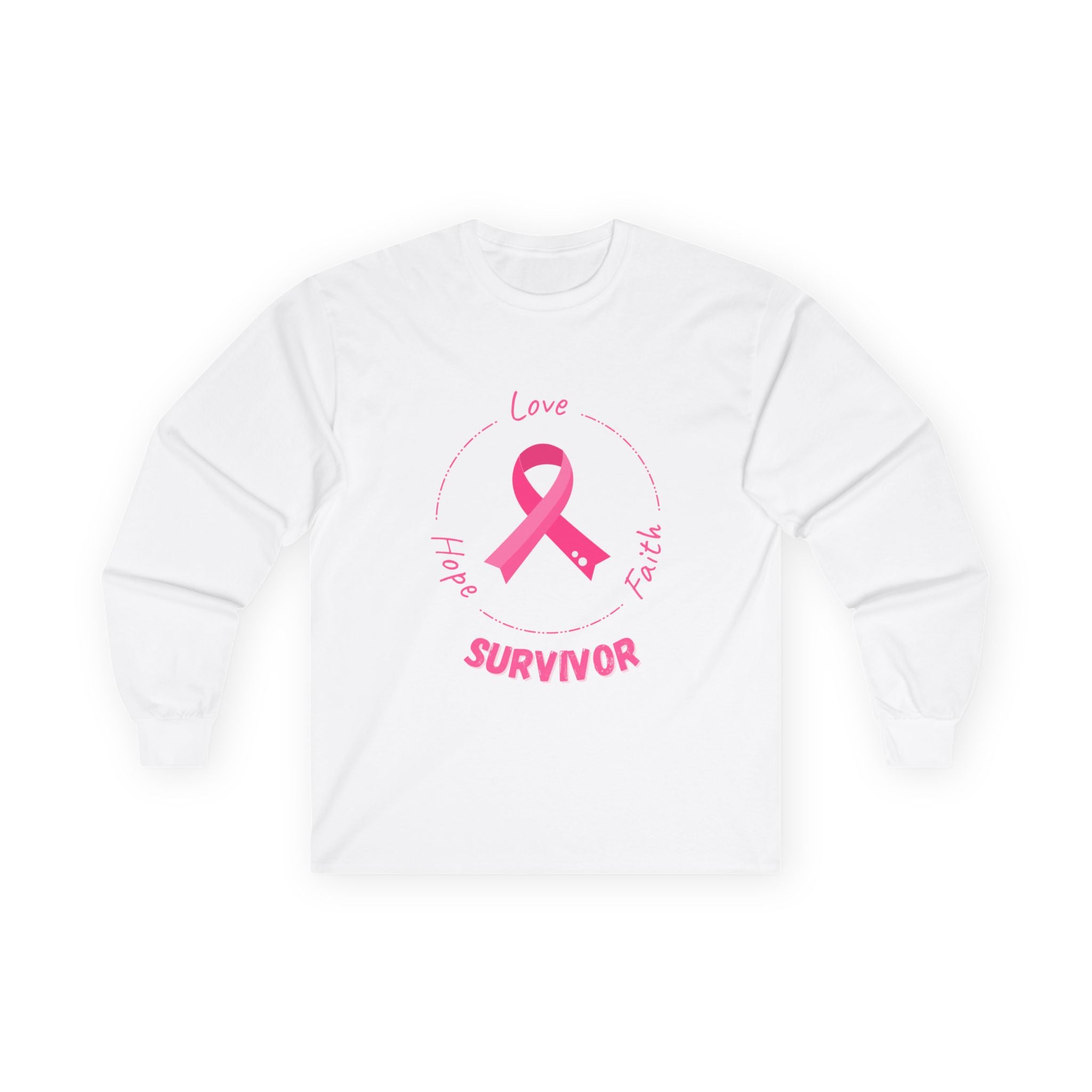 Breast Cancer Survivor Long Sleeve Tee — Pink Ribbon “Survivor”