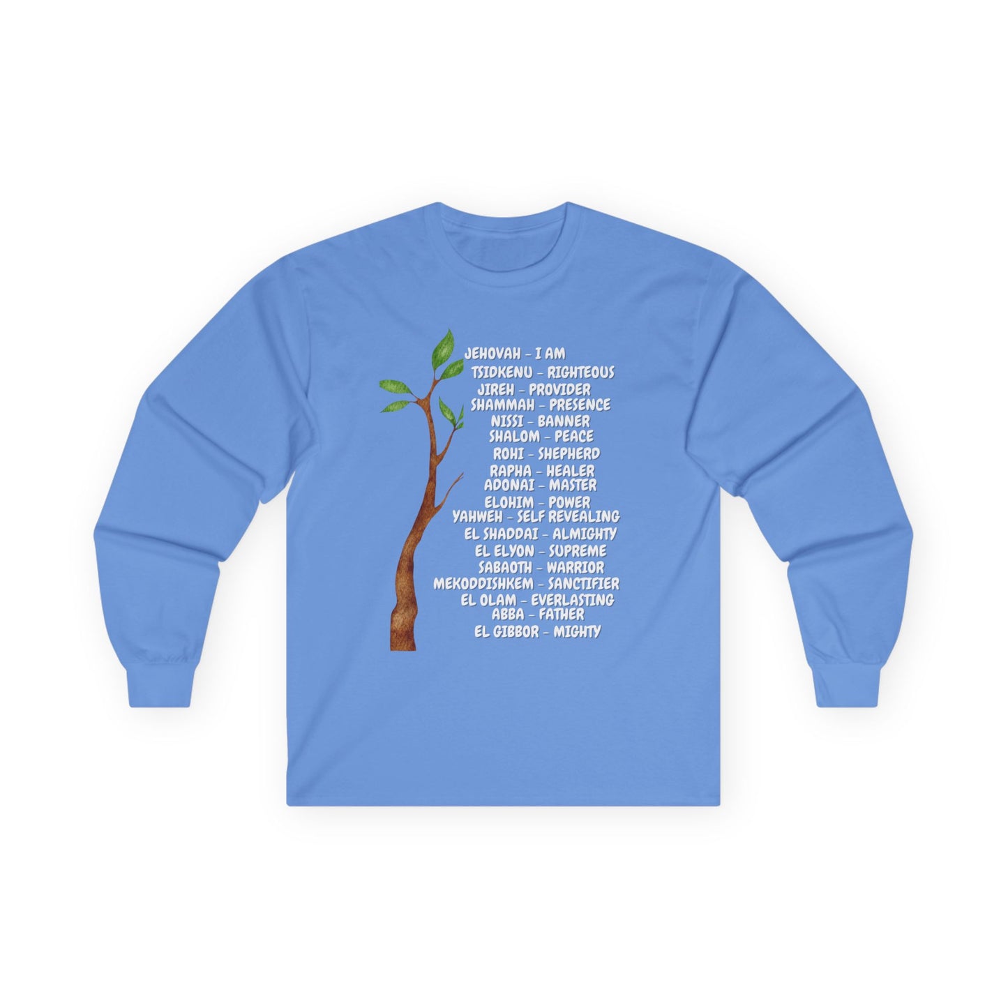 Characteristic Names of God Long Sleeve Tee - White