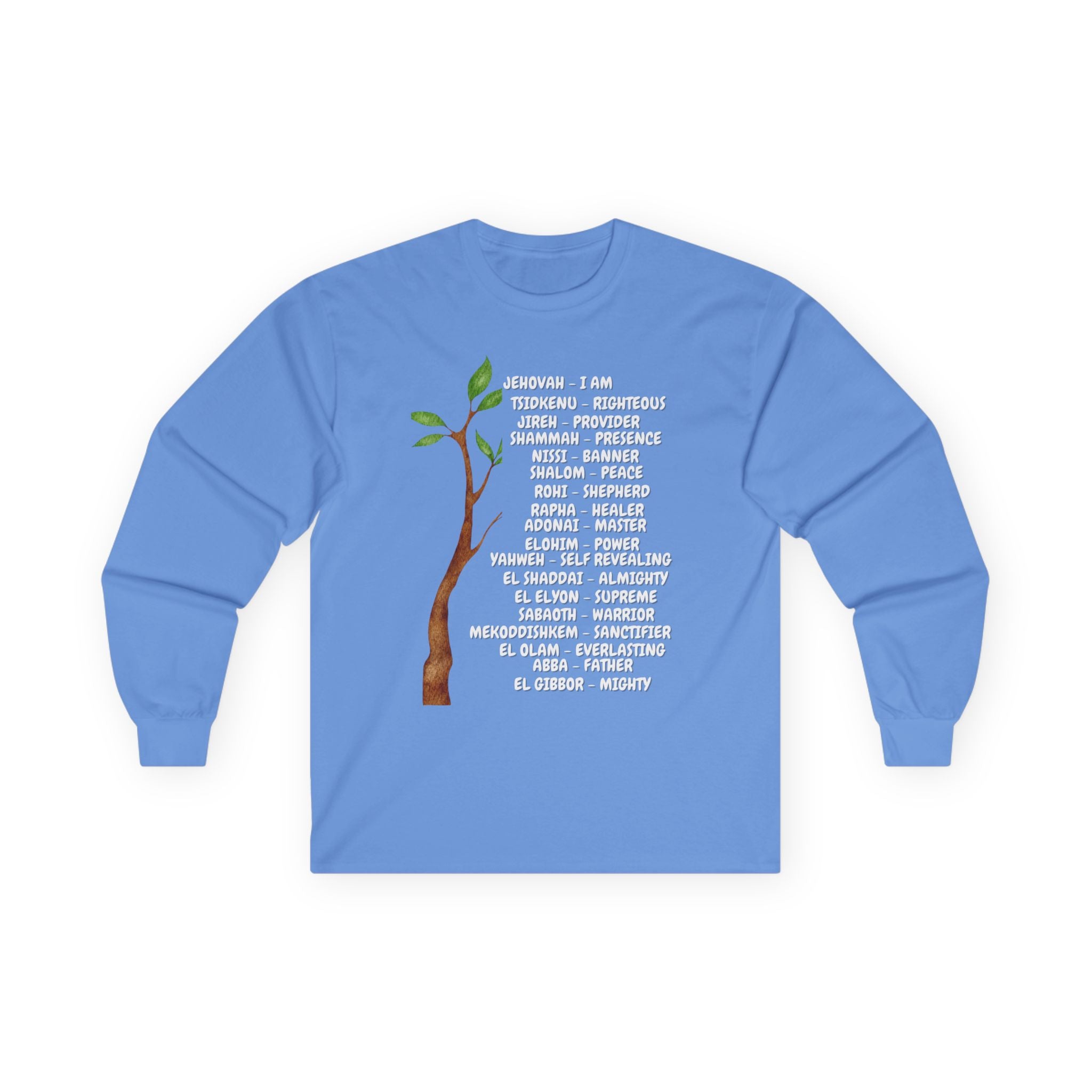 Characteristic Names of God Long Sleeve Tee - White