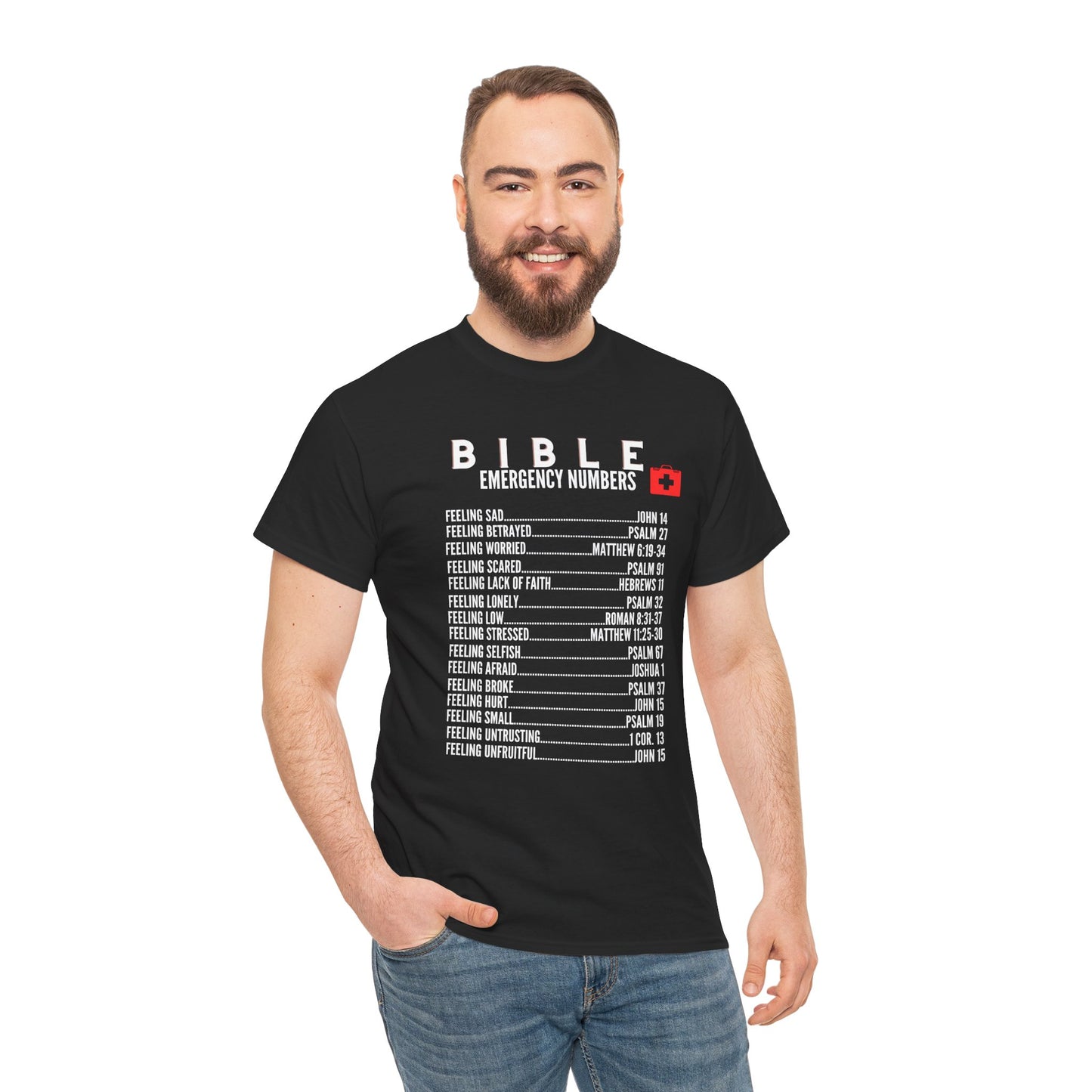 Bible Emergency Numbers Tee - White