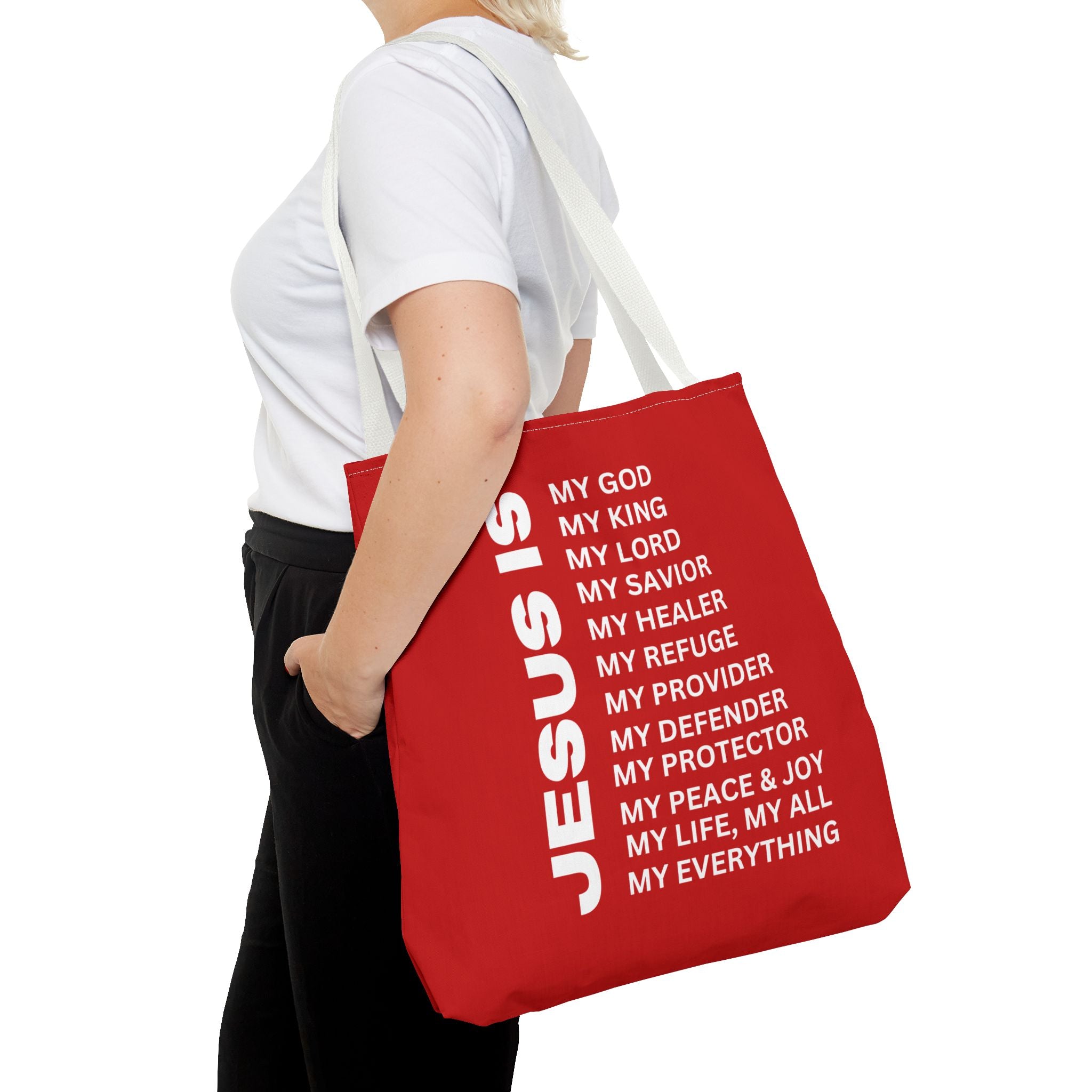 Christian JESUS IS Tote Bag - Red