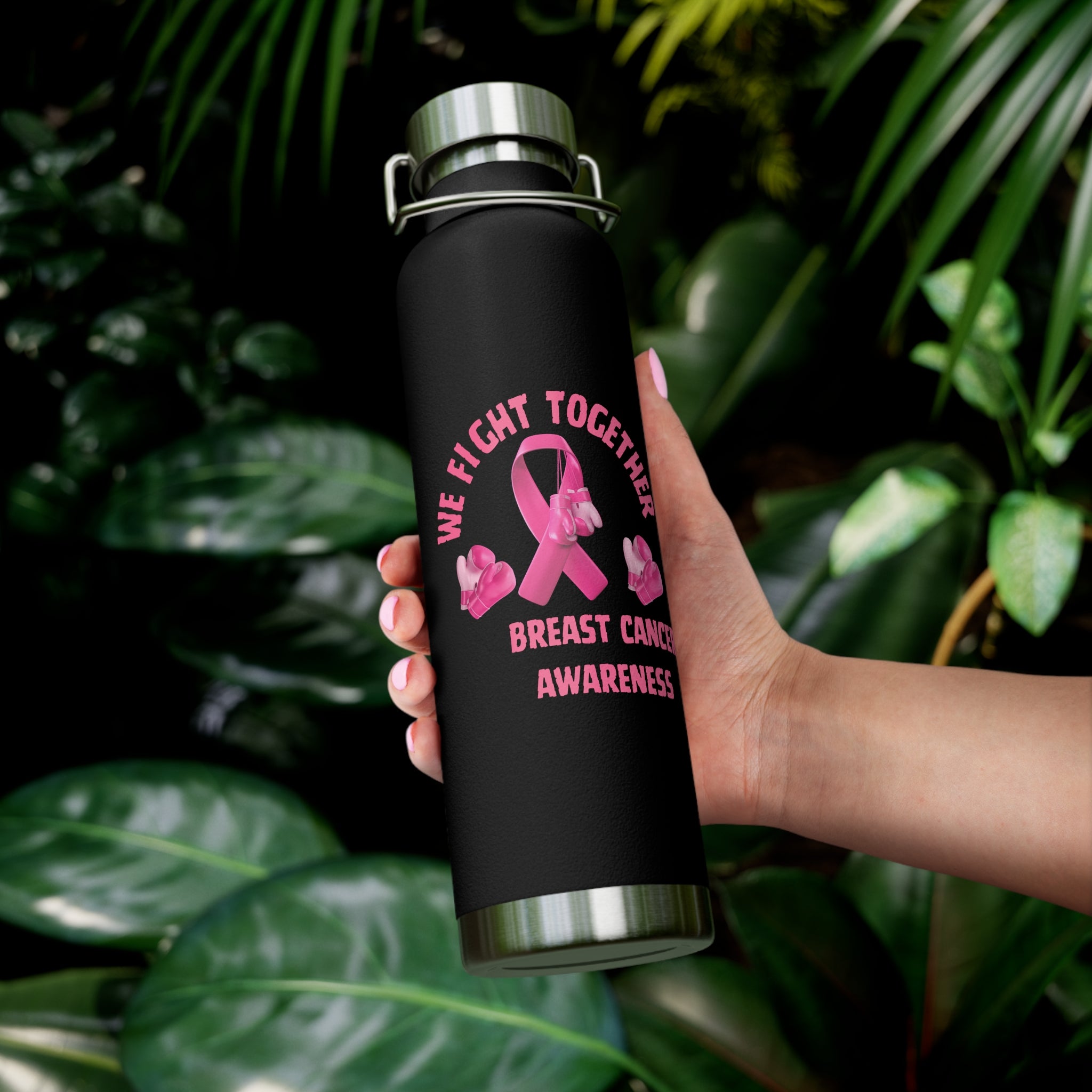 Breast Cancer Awareness "We Fight Together" Pink Ribbon 22oz Insulated Water Bottle