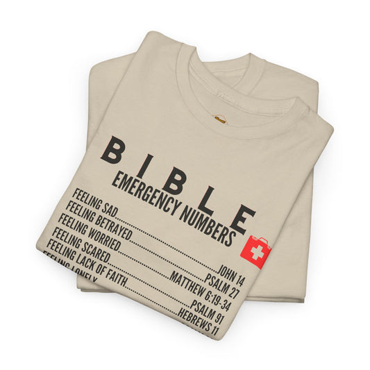 Bible Emergency Numbers Tee - Black
