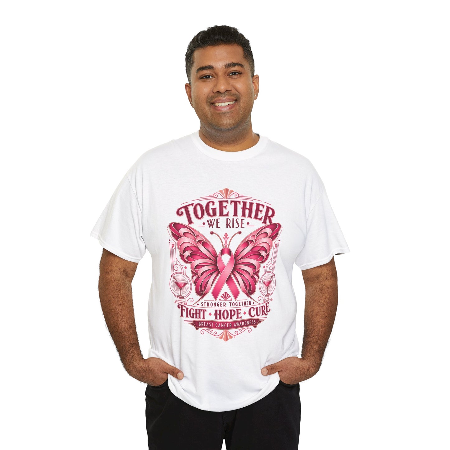 Together We Rise Breast Cancer Awareness T-Shirt — Fight Hope Cure Tee
