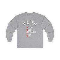 Faith Long-Sleeve Cotton Tee – Forget About Impossible, Trust Him