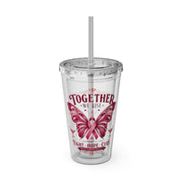 Together We Rise Butterfly Breast Cancer 16oz Tumbler with Straw