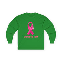 Breast Cancer Awareness Long Sleeve Tee — "Stay in the Fight" Pink Ribbon