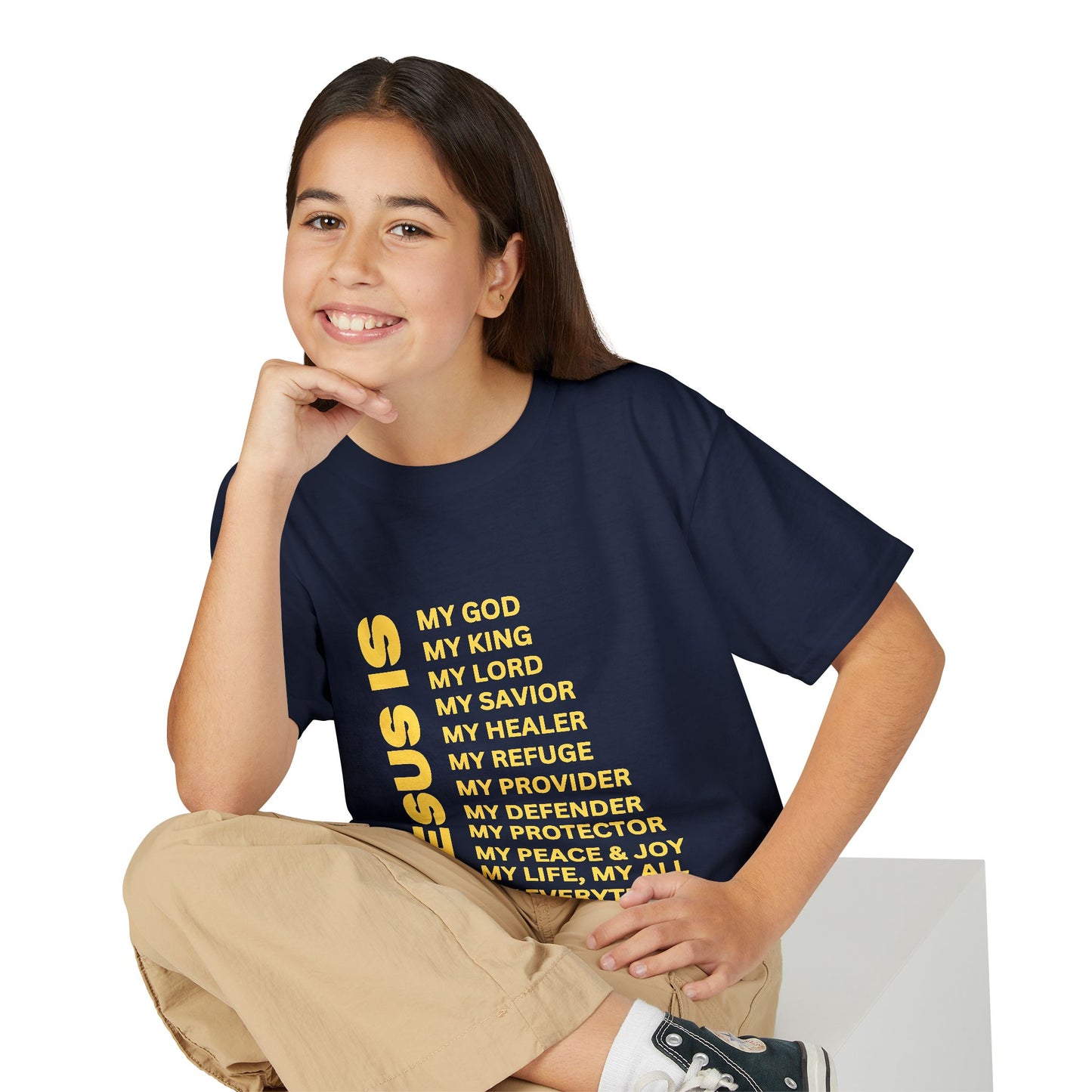 Christian JESUS IS Youth Short Sleeve - Yellow