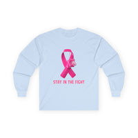 Breast Cancer Awareness Long Sleeve Tee — "Stay in the Fight" Pink Ribbon