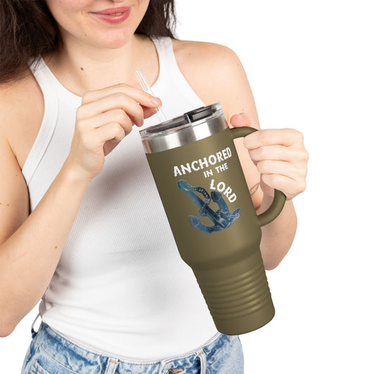 Anchored in the Lord 40oz Insulated Travel Mug White