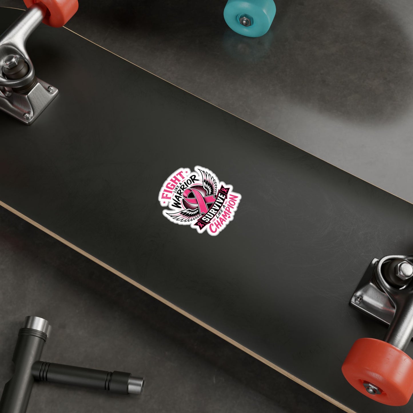 Fight Like a Warrior, Survive Like a Champion Breast Cancer Awareness Vinyl Sticker