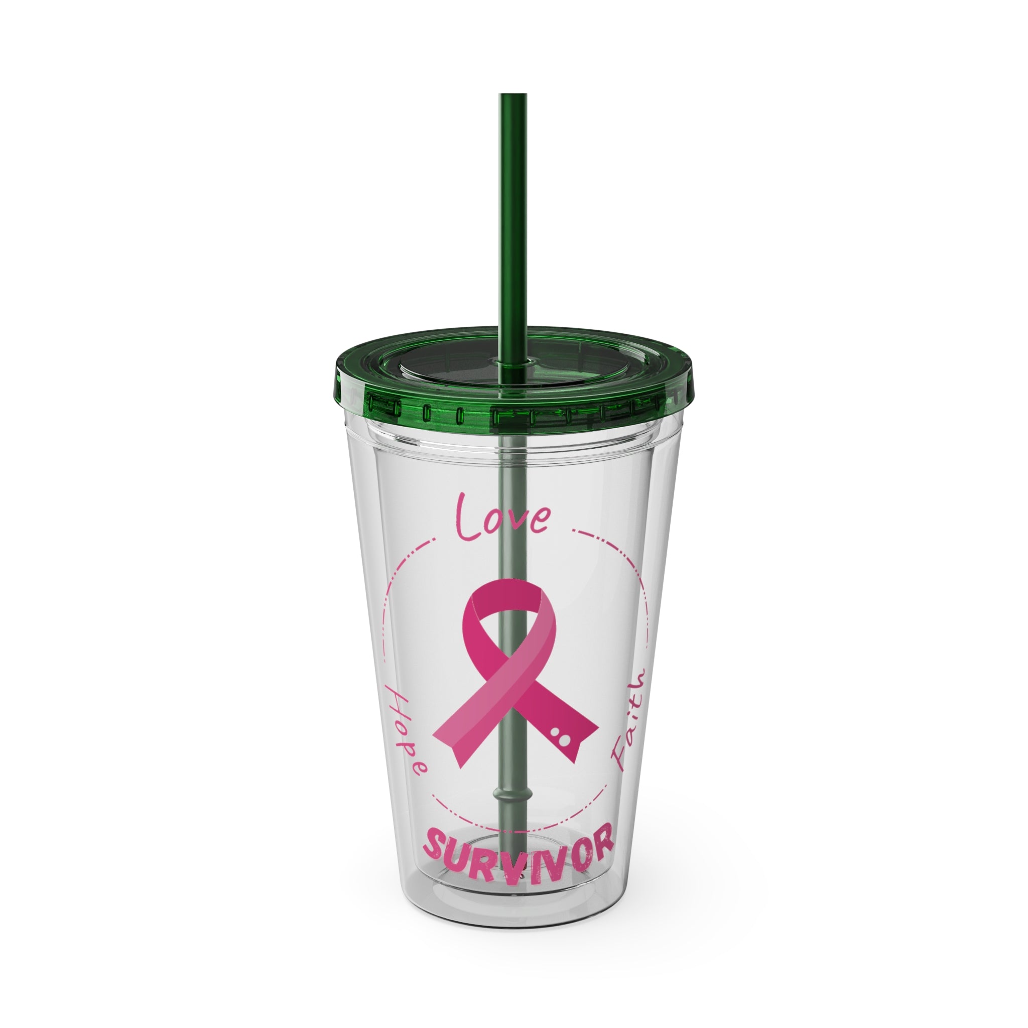 Breast Cancer Survivor 16oz Tumbler with Straw