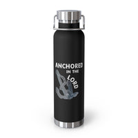"Anchored in the Lord" 22oz Insulated Water Bottle — White