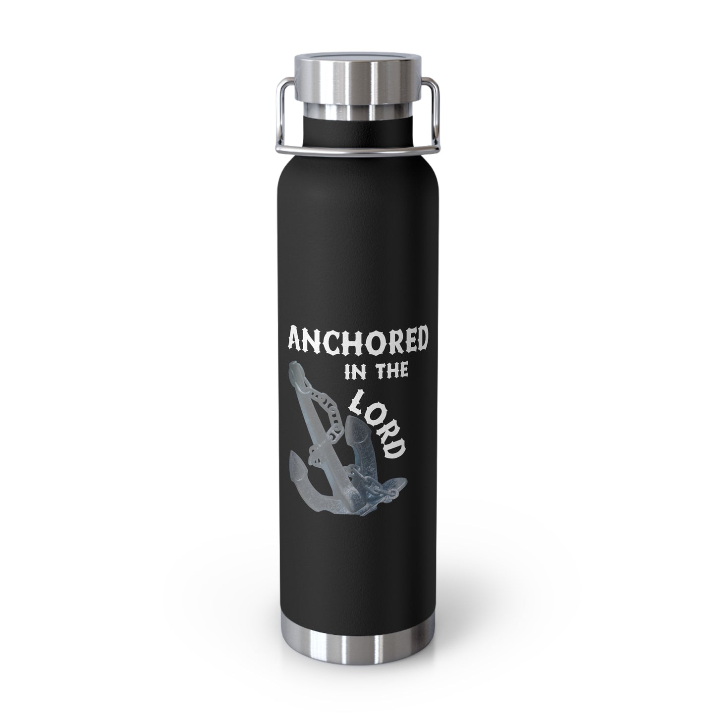 "Anchored in the Lord" 22oz Insulated Water Bottle — White