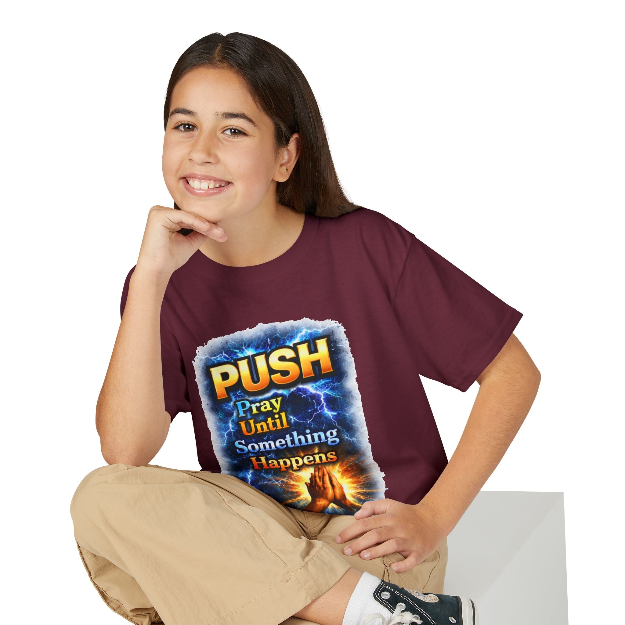 "Push: Pray Until Something Happens" Youth T-shirt - Hands