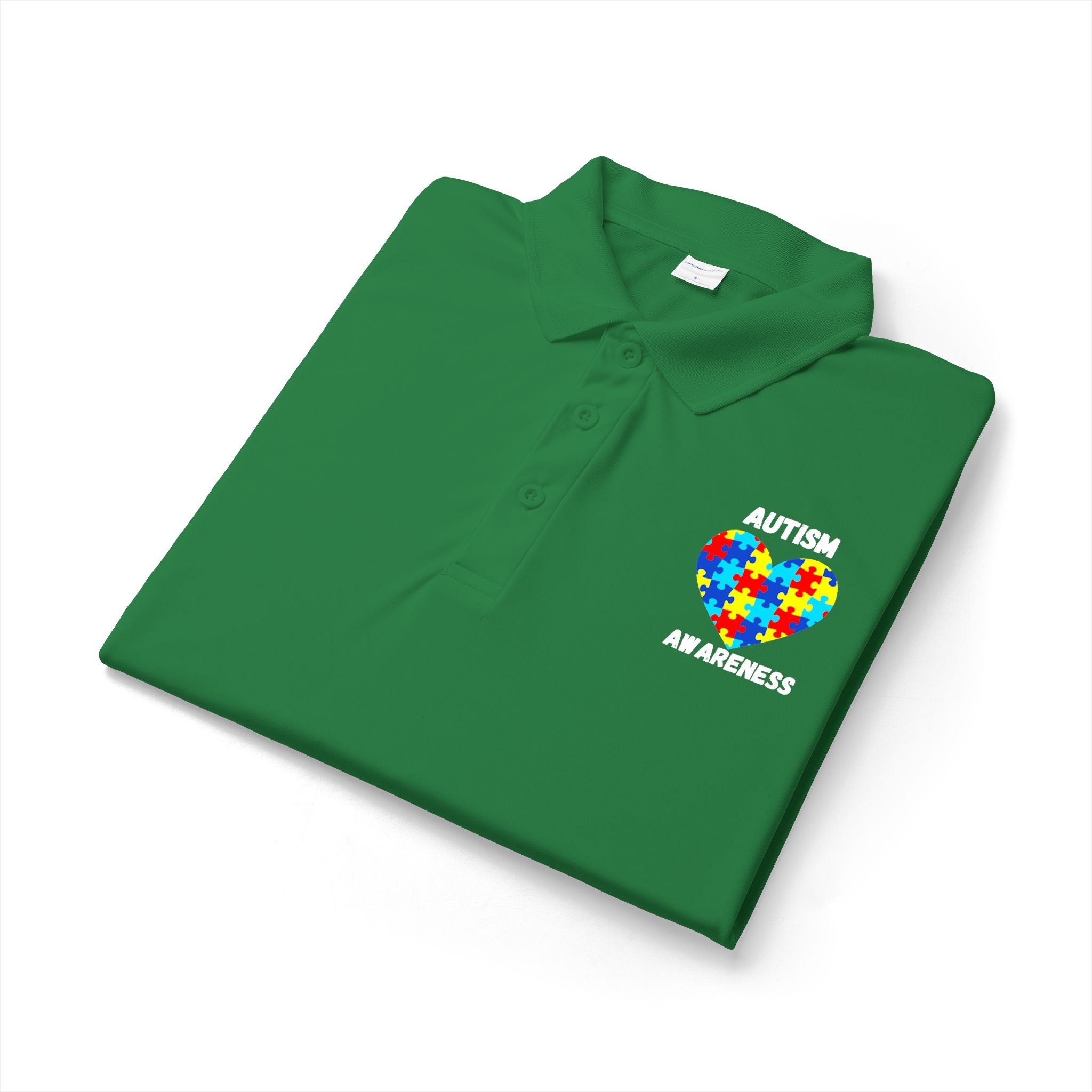 Autism Puzzle Heart Polo - White