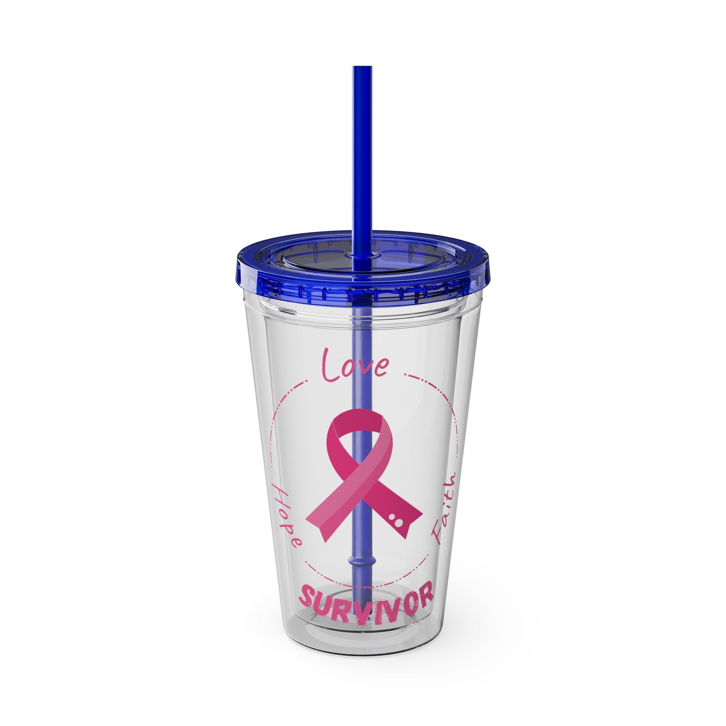 Breast Cancer Survivor 16oz Tumbler with Straw