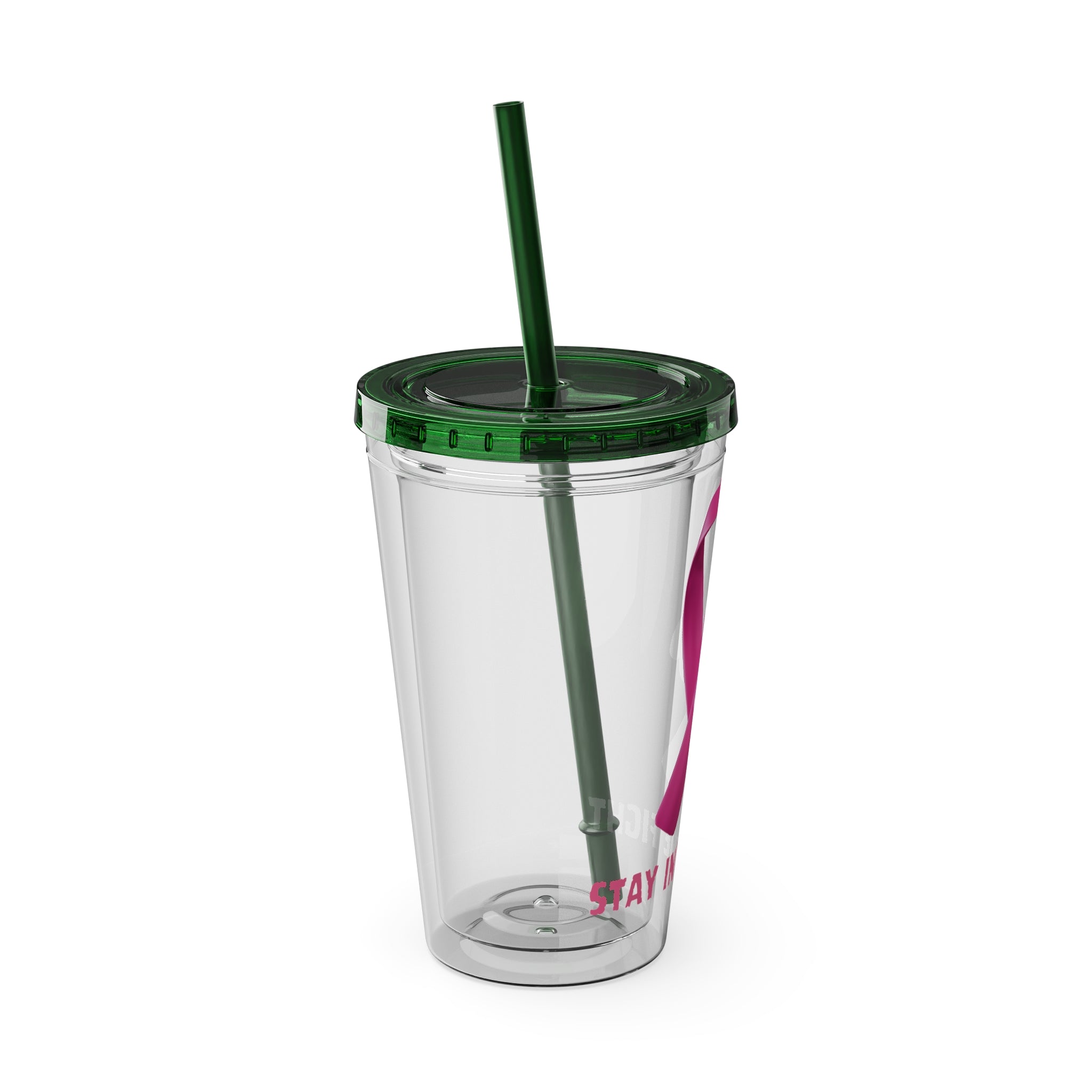 Pink Ribbon “Stay in the Fight” 16oz Tumbler with Straw