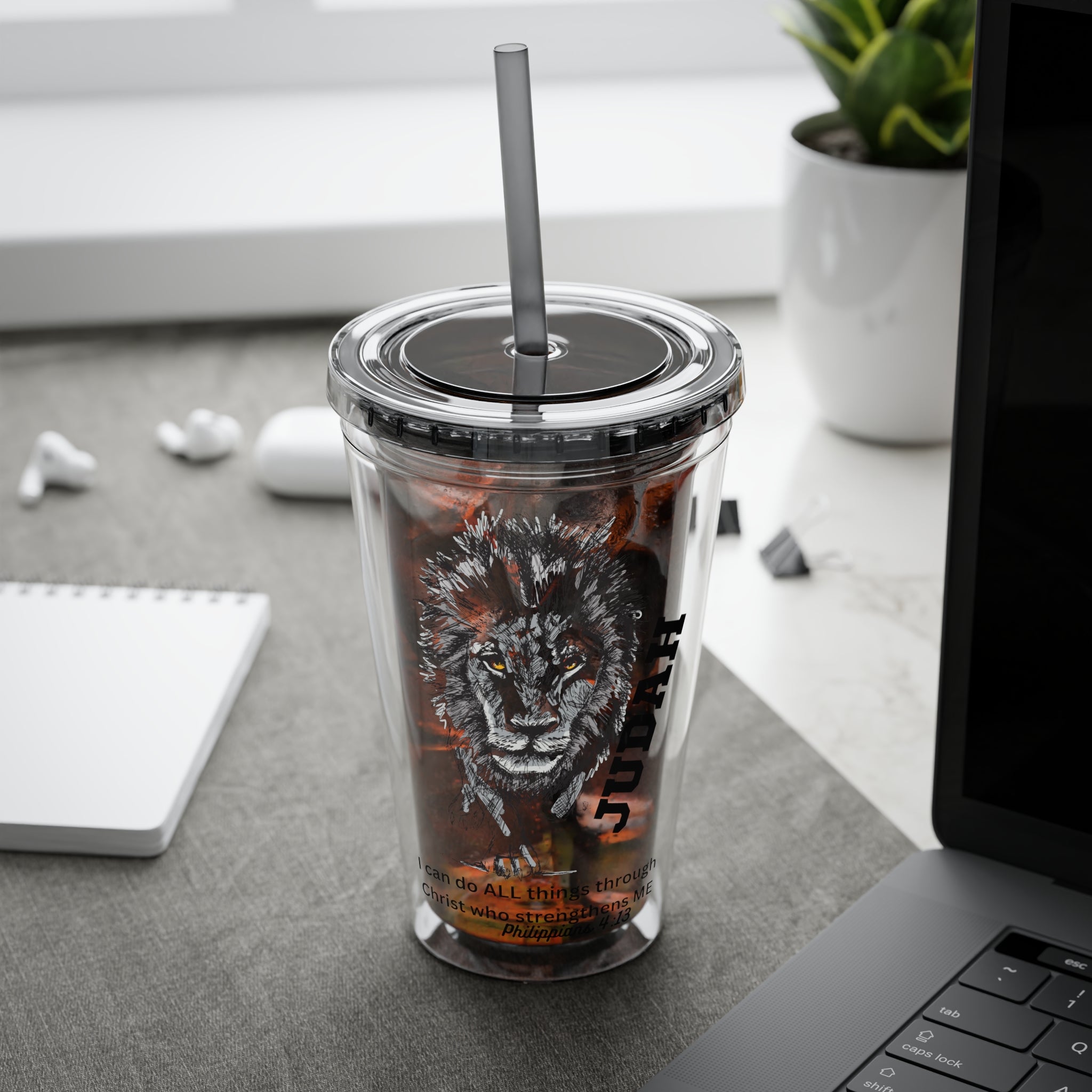 Lion of Judah 16oz Tumbler with Straw