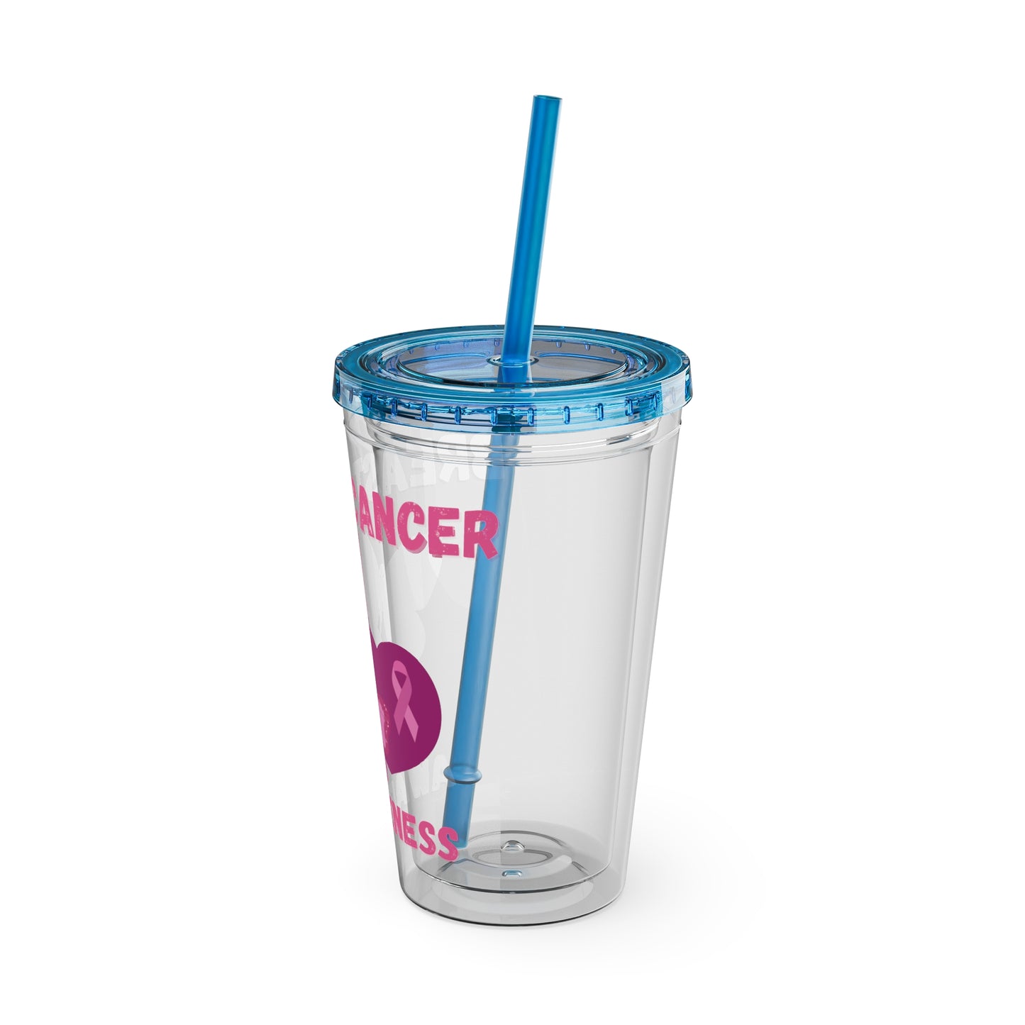 Breast Cancer Awareness 16oz Tumbler with Straw - Butterfly, Heart