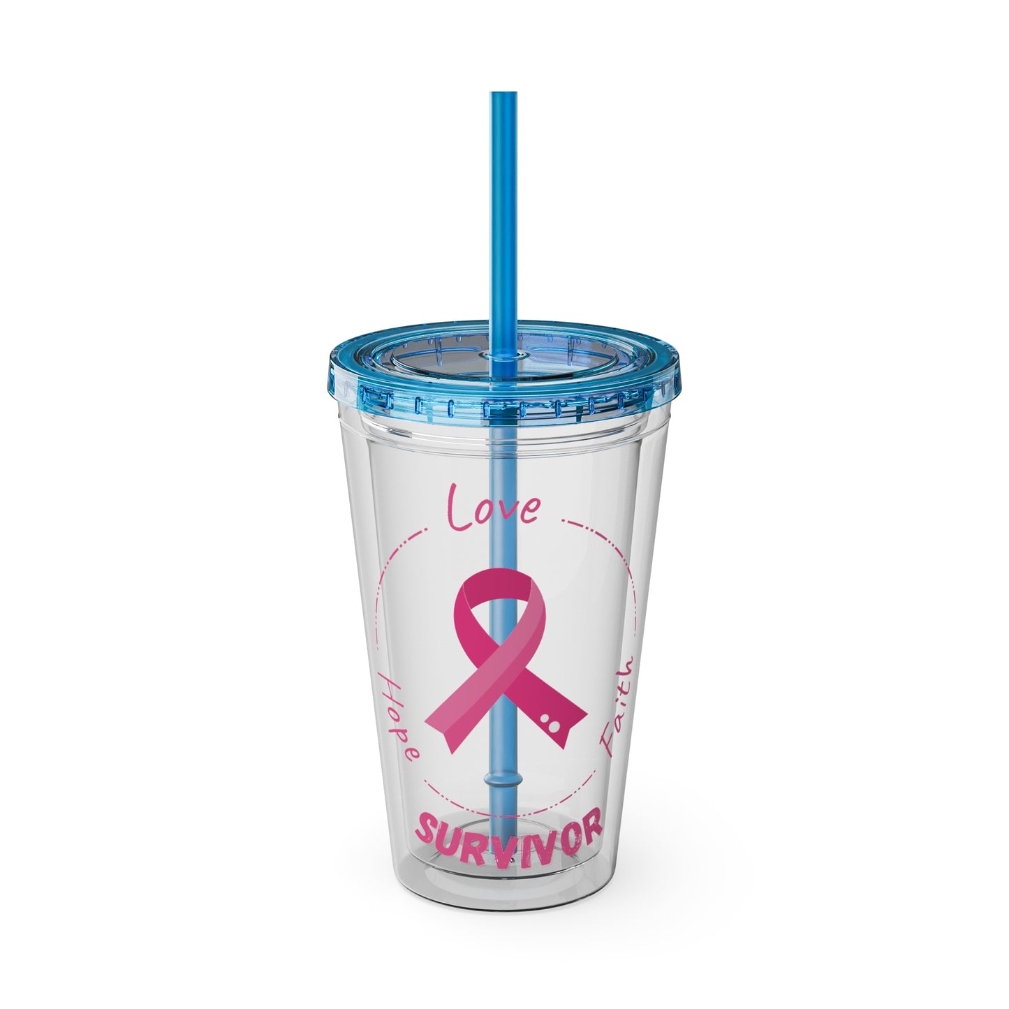 Breast Cancer Survivor 16oz Tumbler with Straw