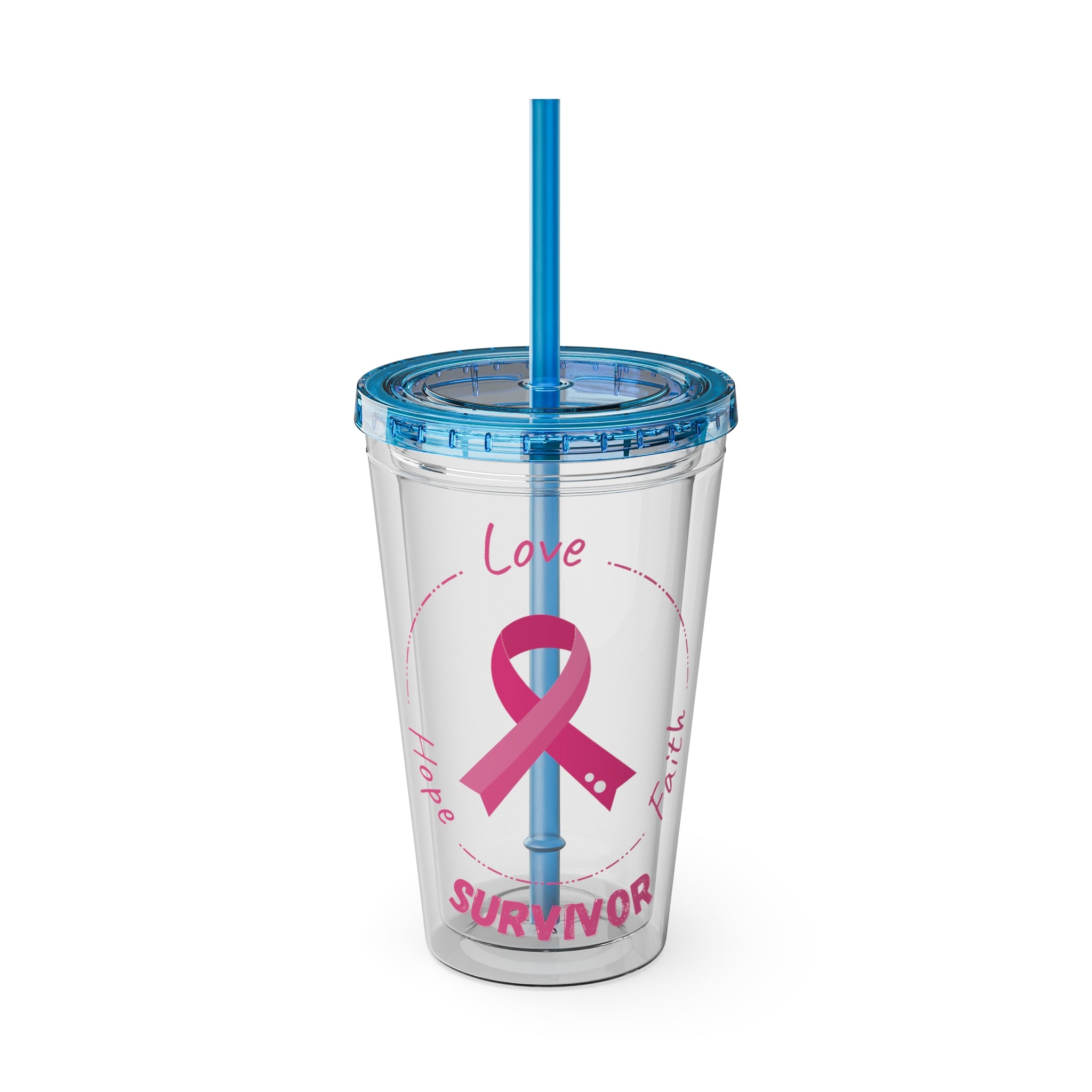 Breast Cancer Survivor 16oz Tumbler with Straw
