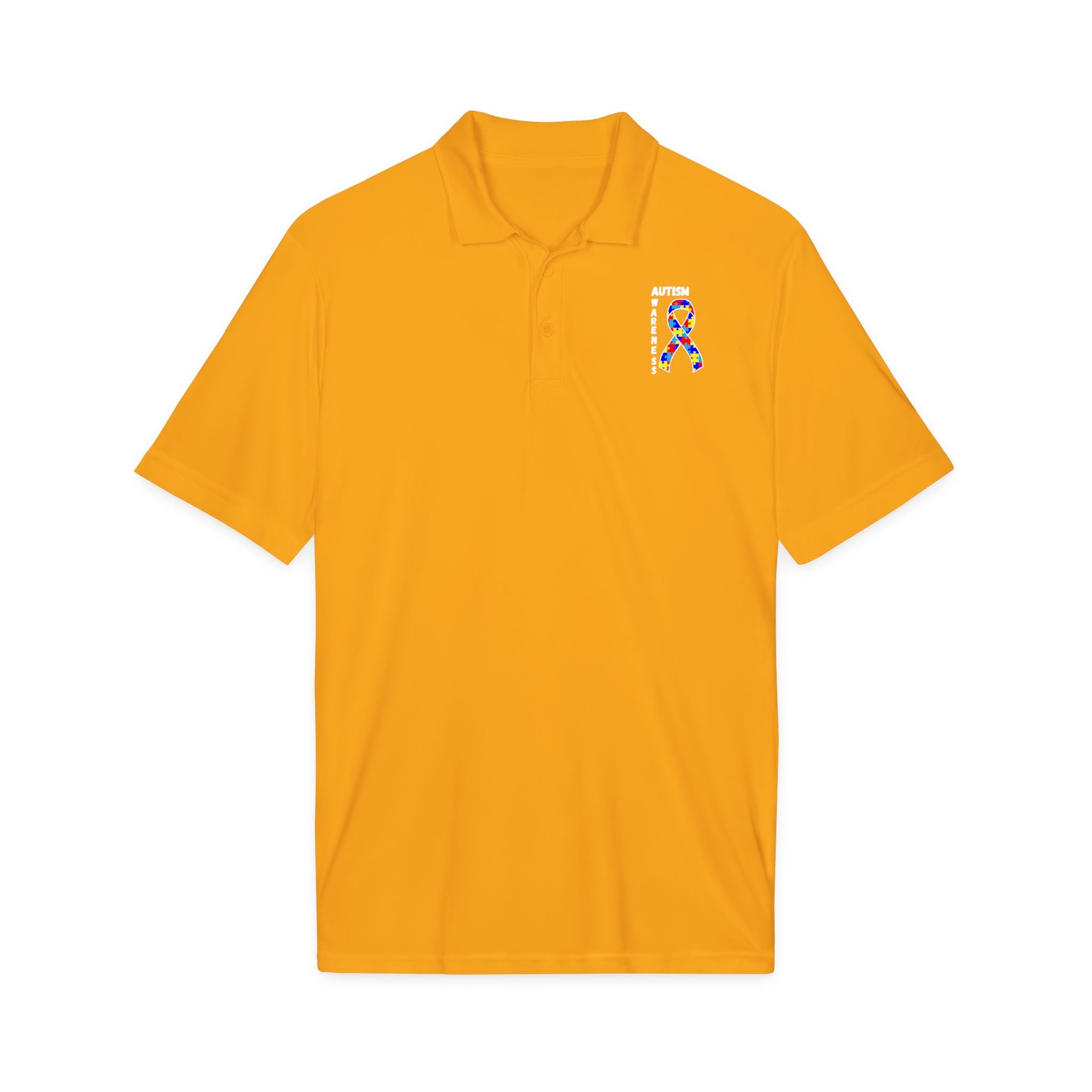 Autism Puzzle Ribbon Polo - White