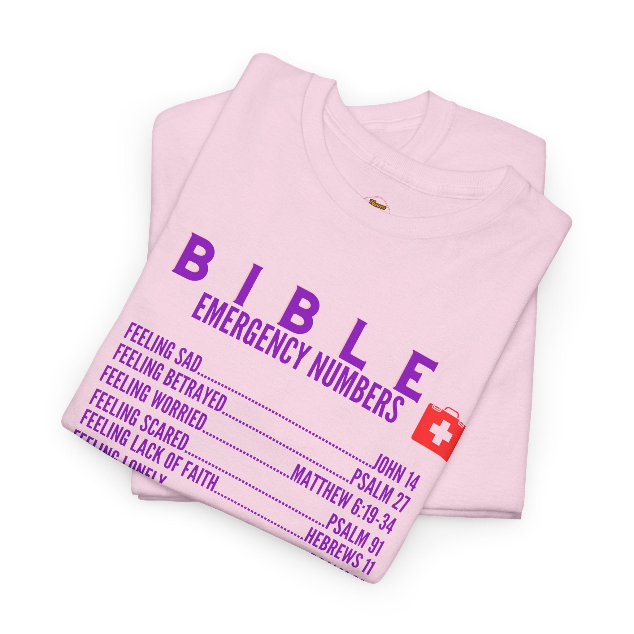 Bible Emergency Numbers Tee - Purple