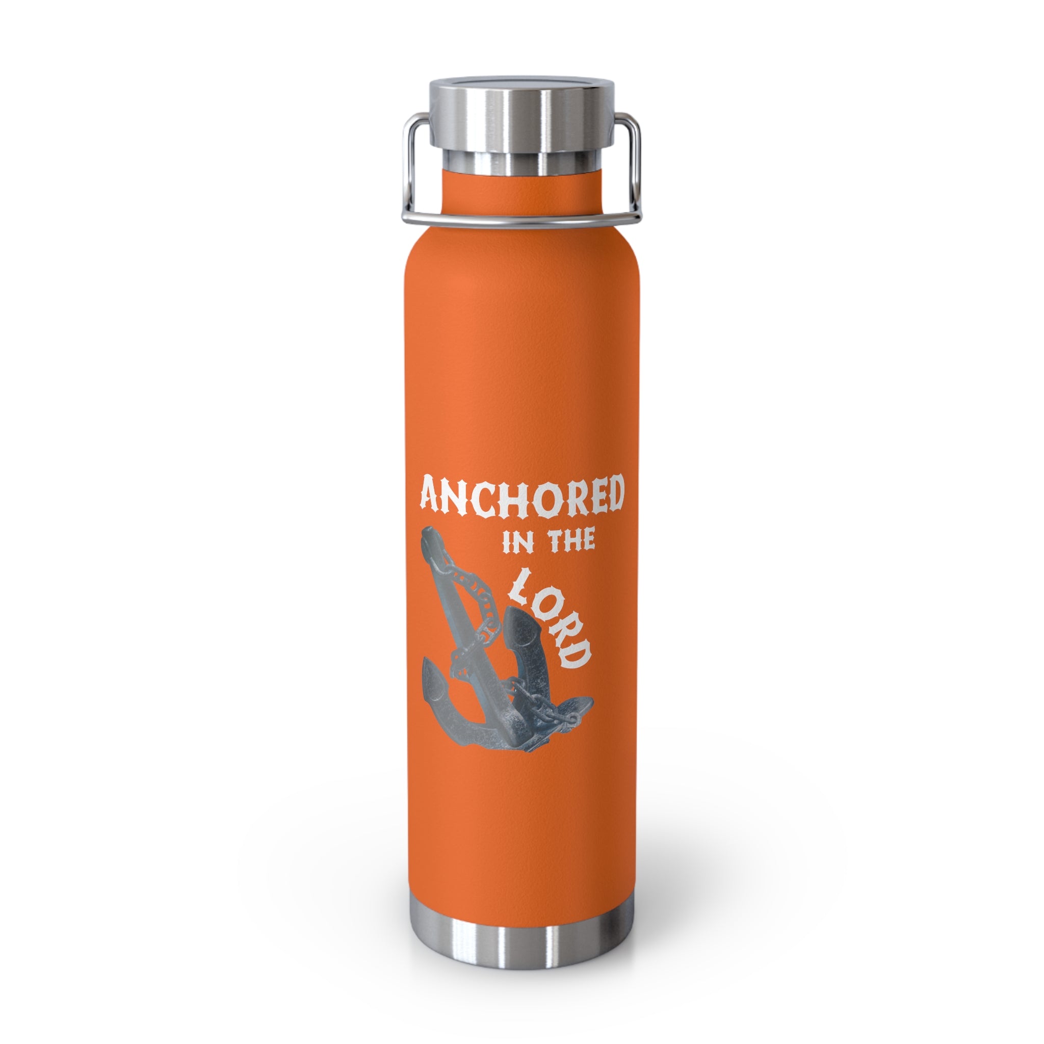 "Anchored in the Lord" 22oz Insulated Water Bottle — White