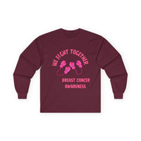 Breast Cancer Awareness Long Sleeve Tee — "We Fight Together" Pink Gloves