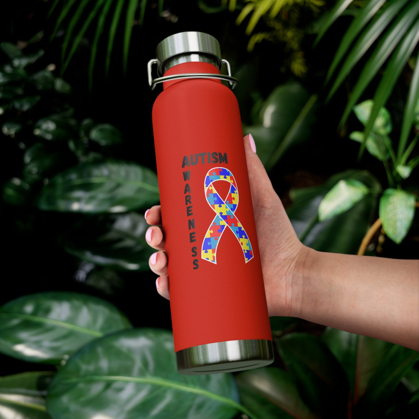Autism Awareness Puzzle Ribbon 22oz Insulated Water Bottle