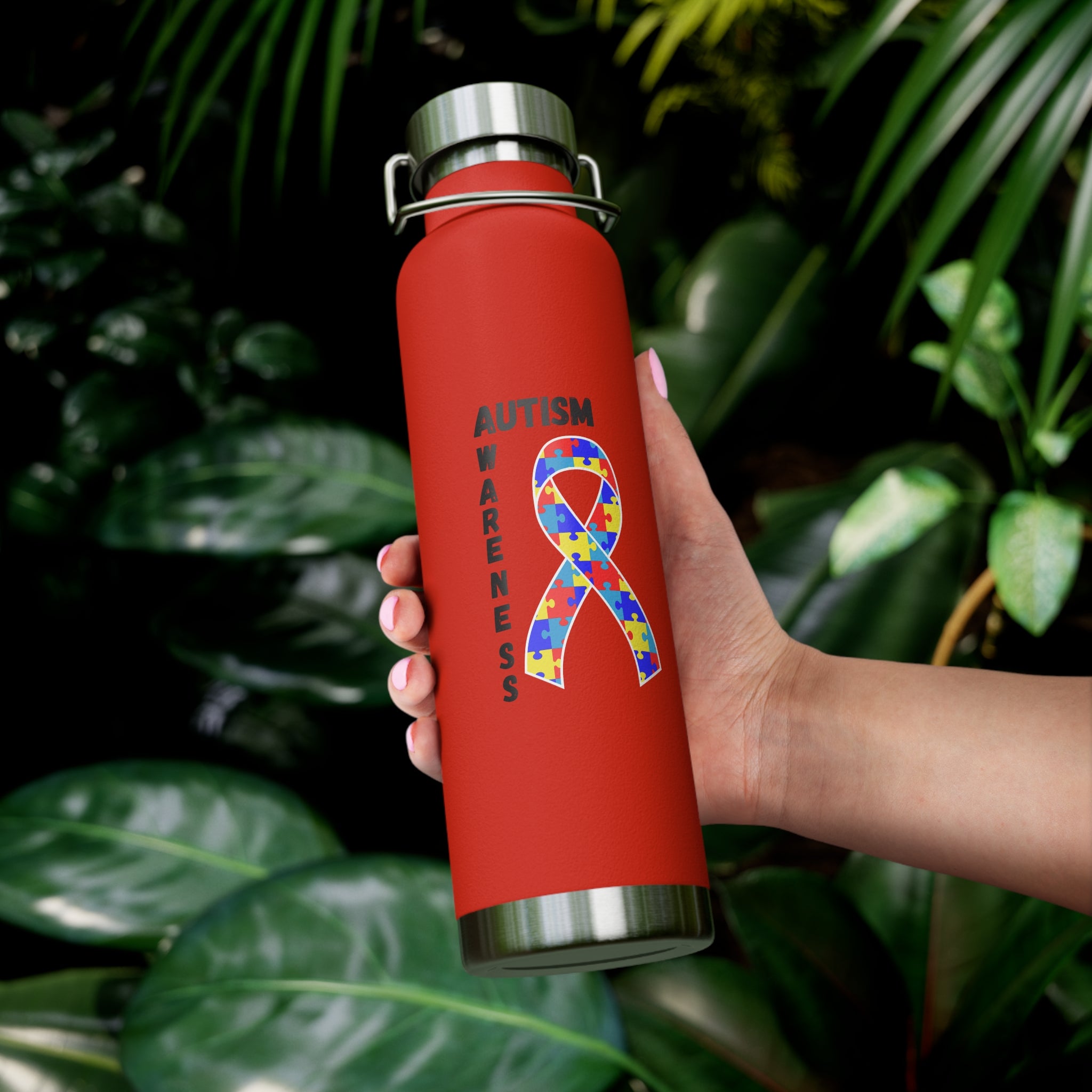 Autism Awareness Puzzle Ribbon 22oz Insulated Water Bottle