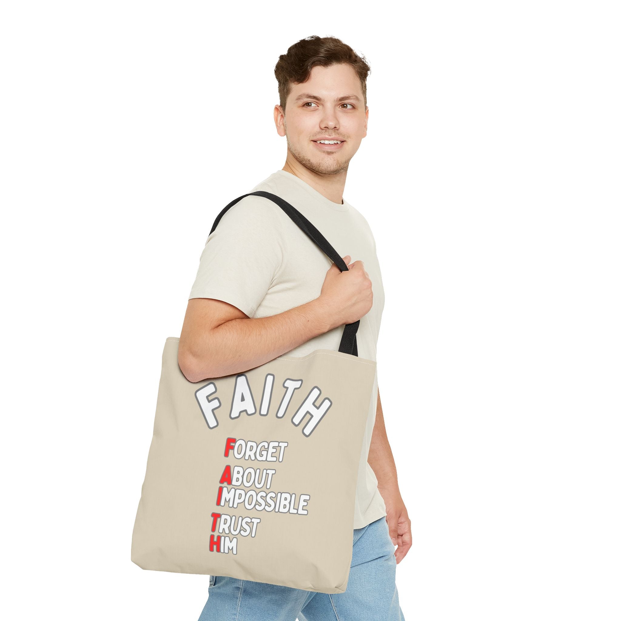 FAITH: Forget About Impossible, Trust Him Tote - Sand