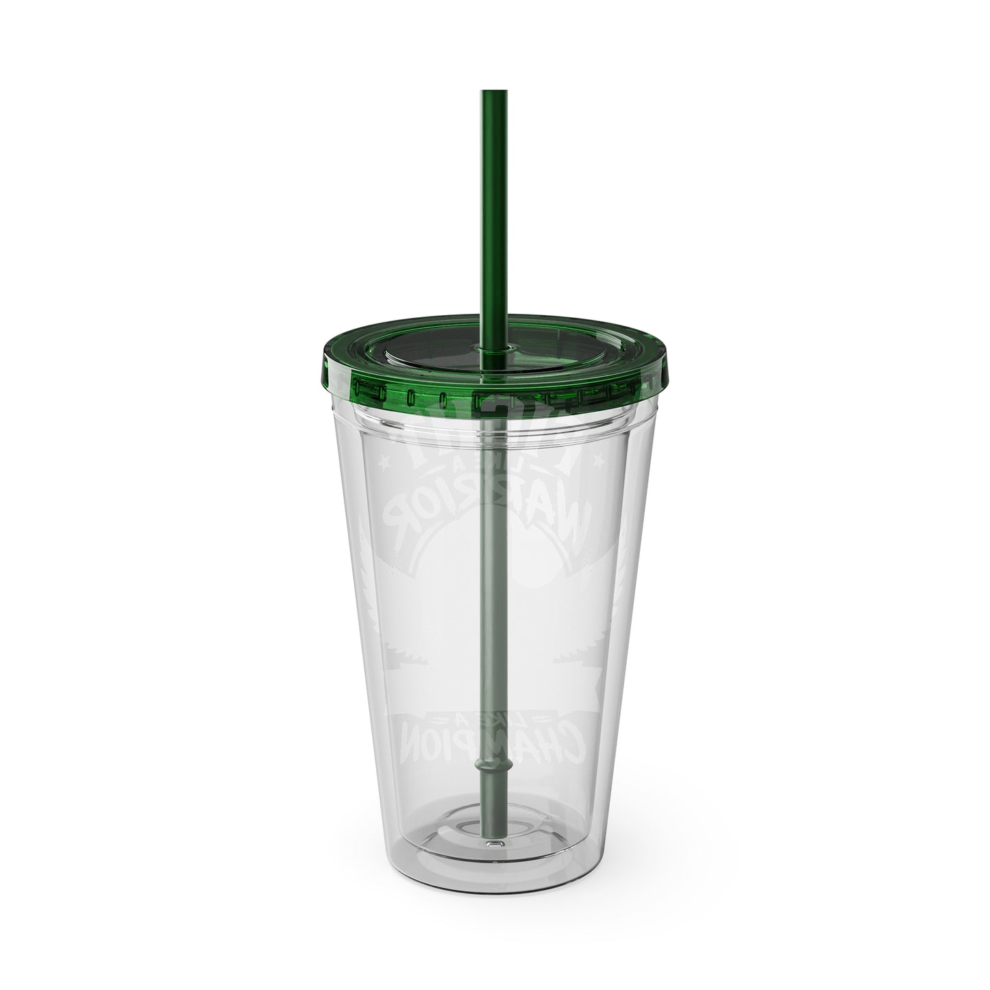 Fight Like a Warrior, Survive Like a Champion Breast Cancer Awareness 16oz Tumbler with Straw