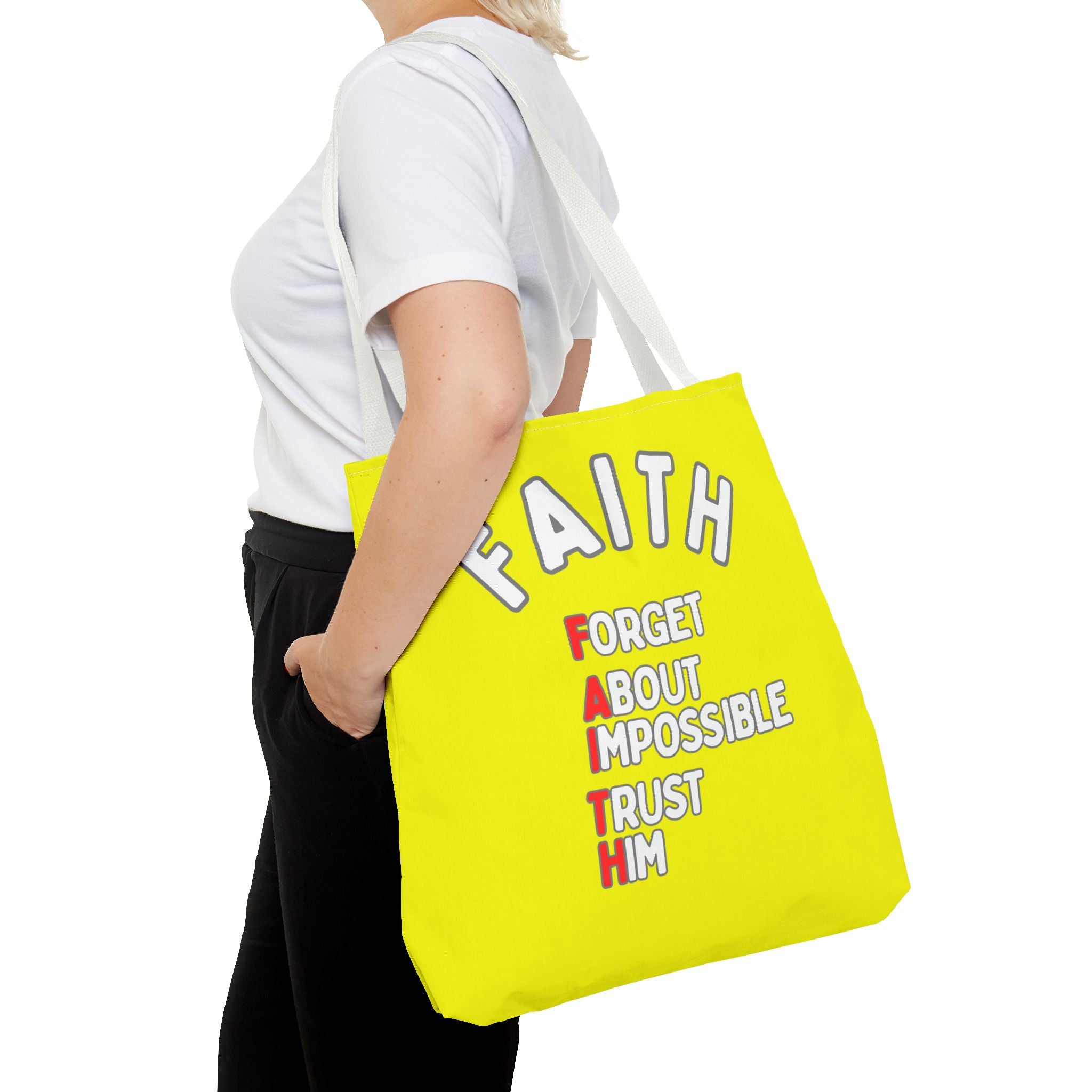 FAITH: Forget About Impossible, Trust Him Tote - Yellow