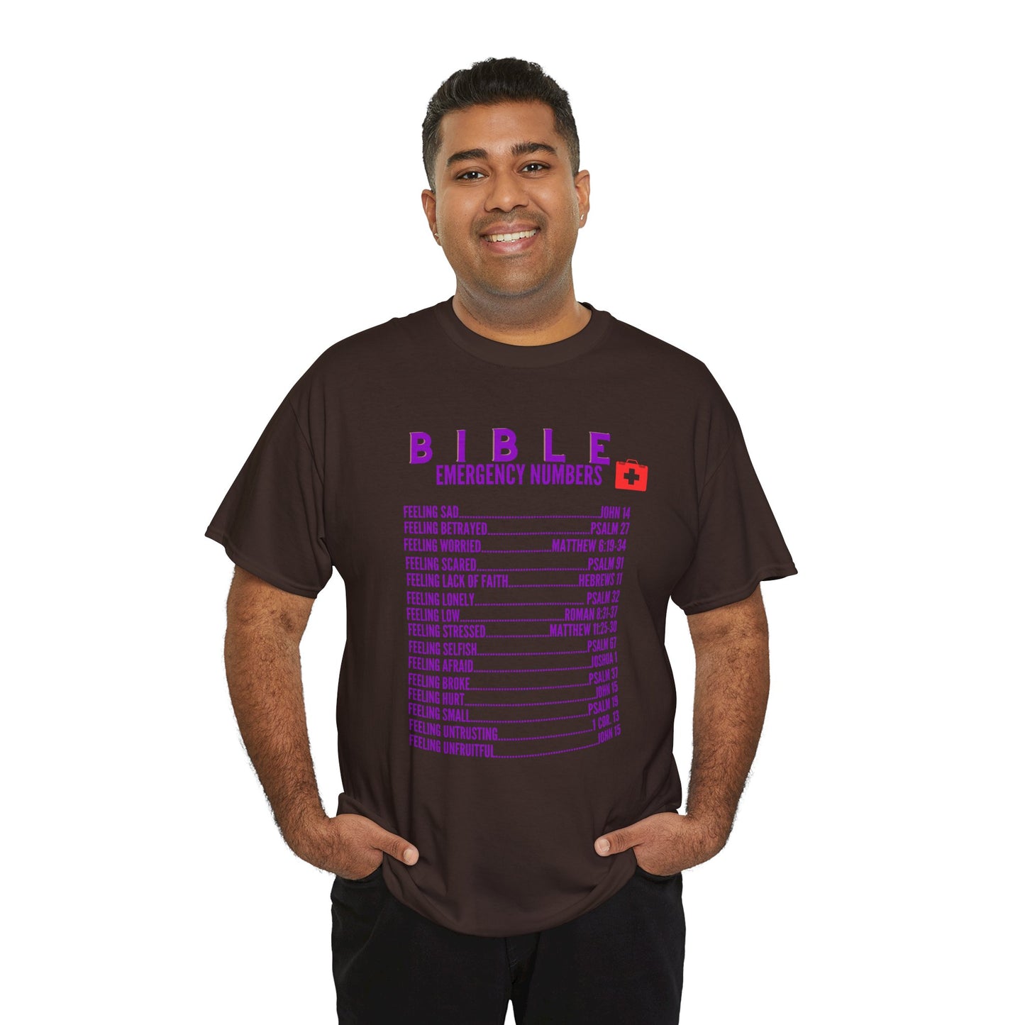 Bible Emergency Numbers Tee - Purple