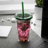 Together We Rise Butterfly Breast Cancer 16oz Tumbler with Straw