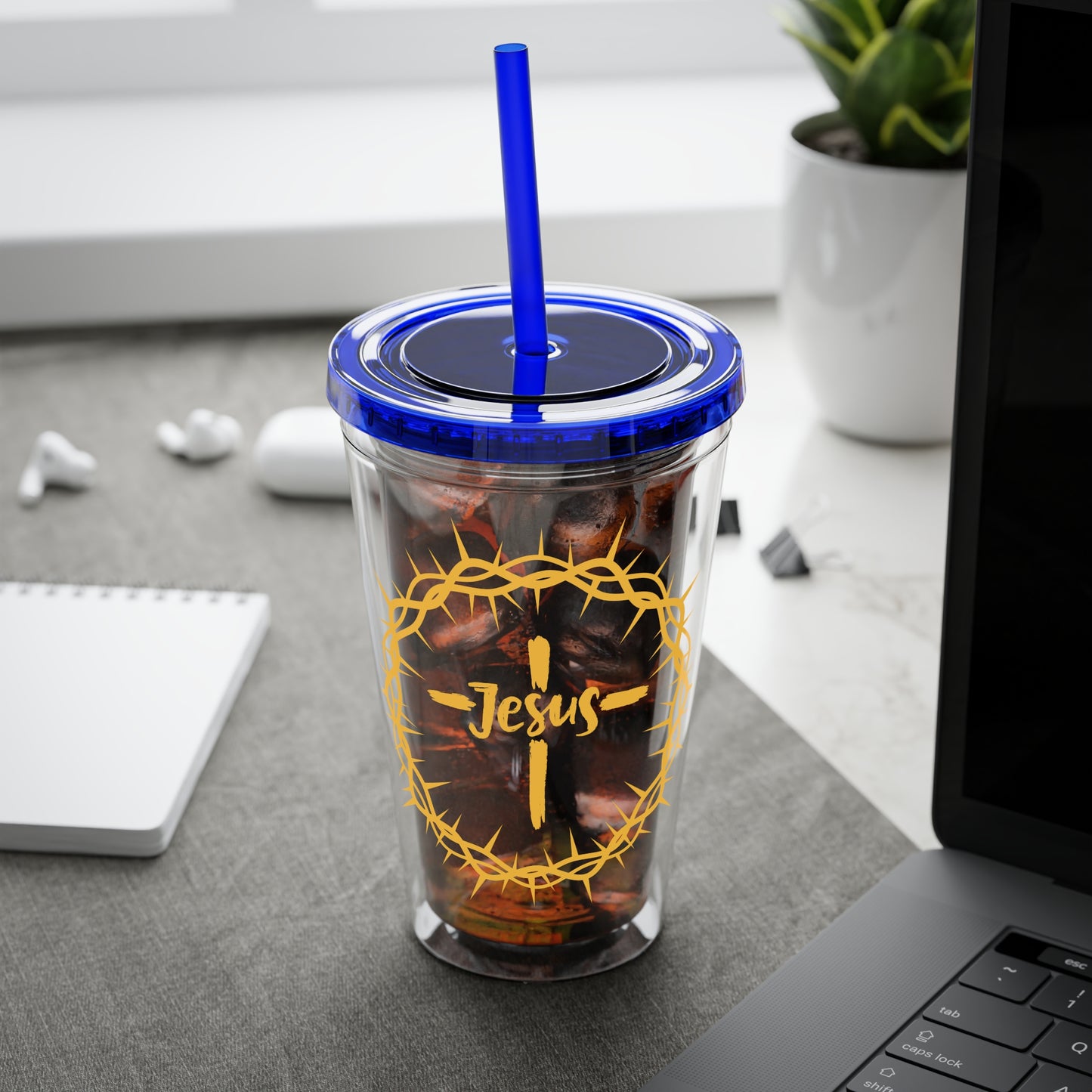 Jesus Crown of Thorns 16oz Tumbler with Straw