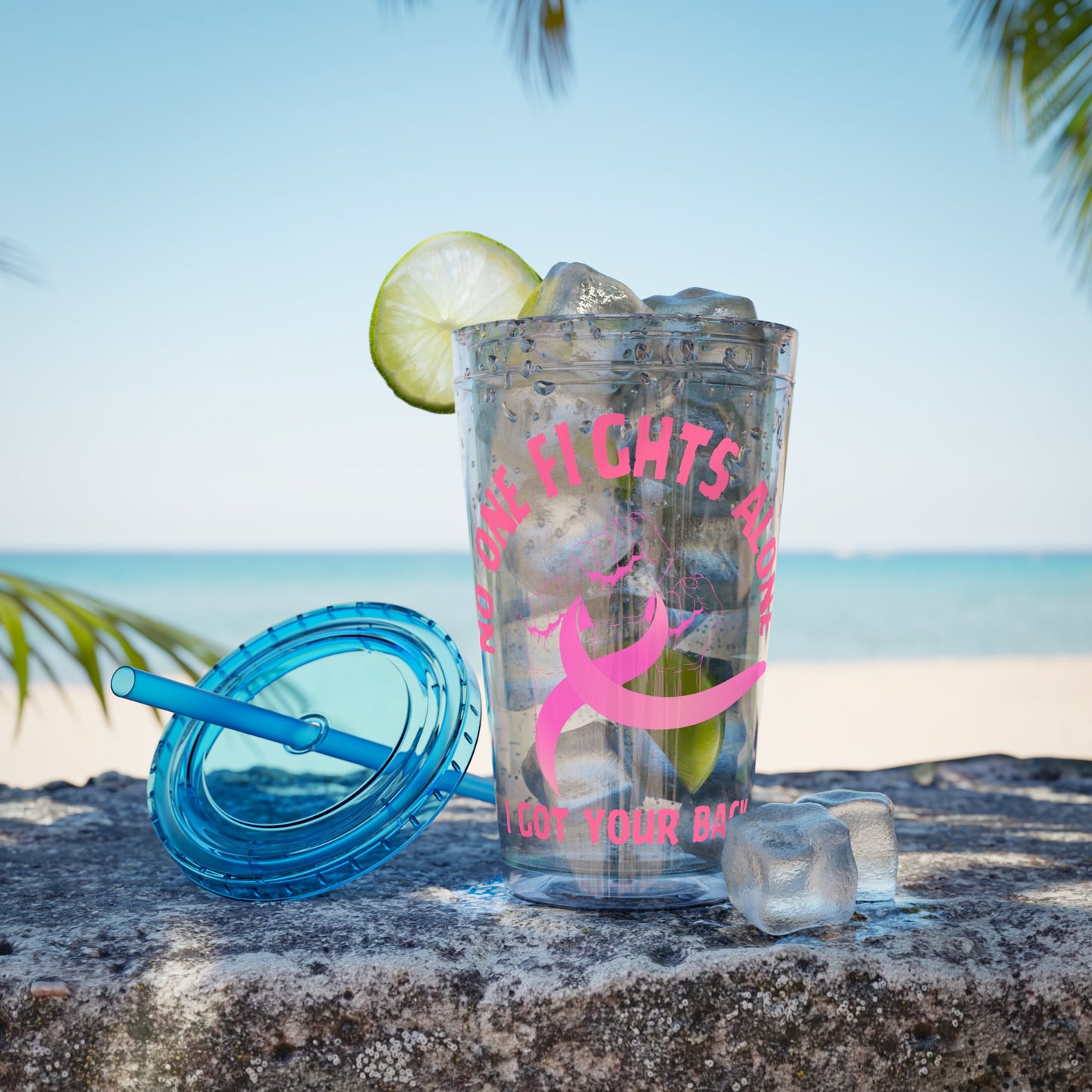 "No One Fights Alone" 16oz Tumbler with Straw