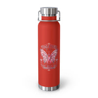 Together We Fight Pink Ribbon Butterfly Cancer 22oz Insulated Water Bottle