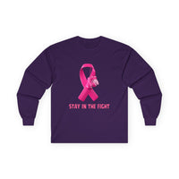 Breast Cancer Awareness Long Sleeve Tee — "Stay in the Fight" Pink Ribbon