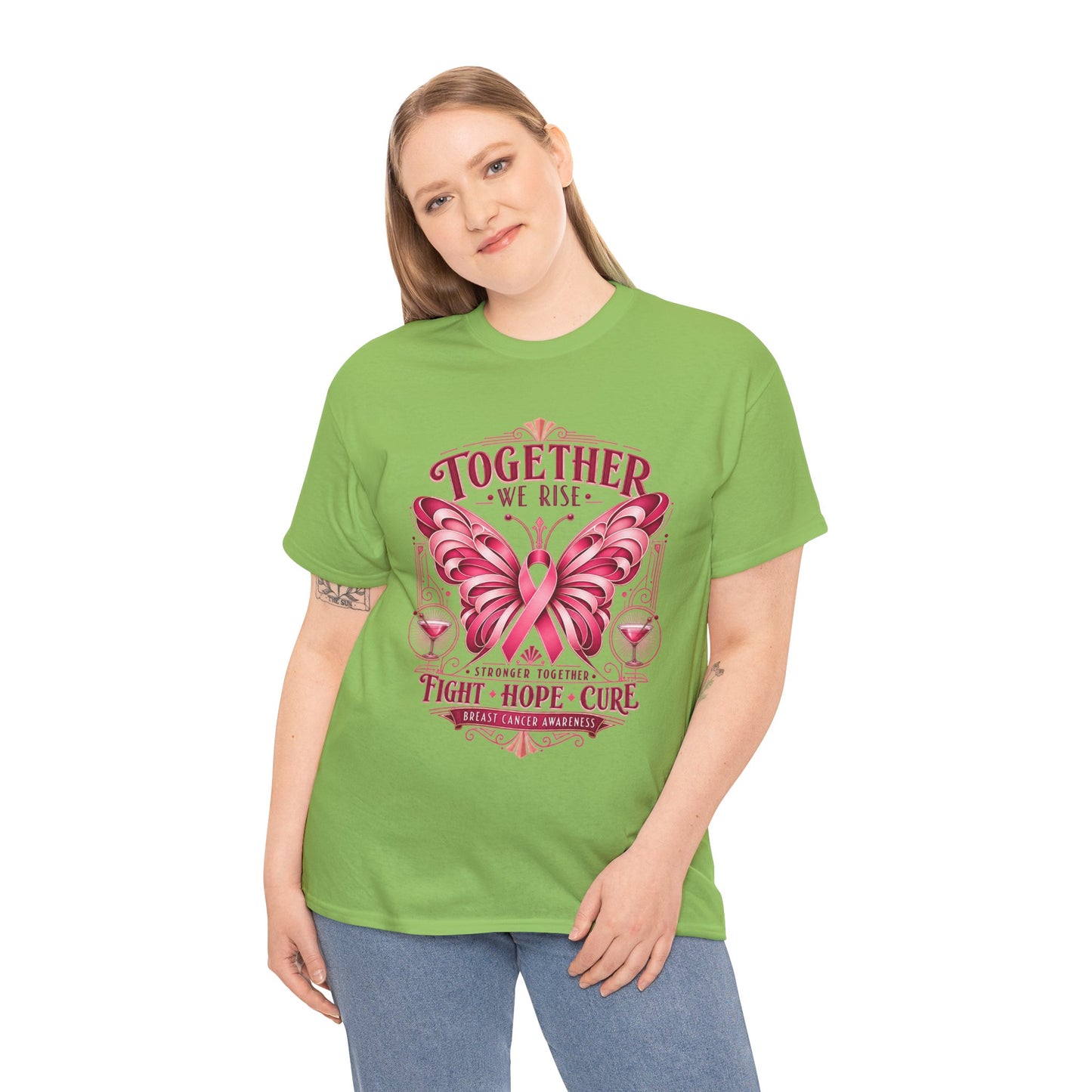 Together We Rise Breast Cancer Awareness T-Shirt — Fight Hope Cure Tee