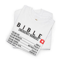 Bible Emergency Numbers Tee - Black